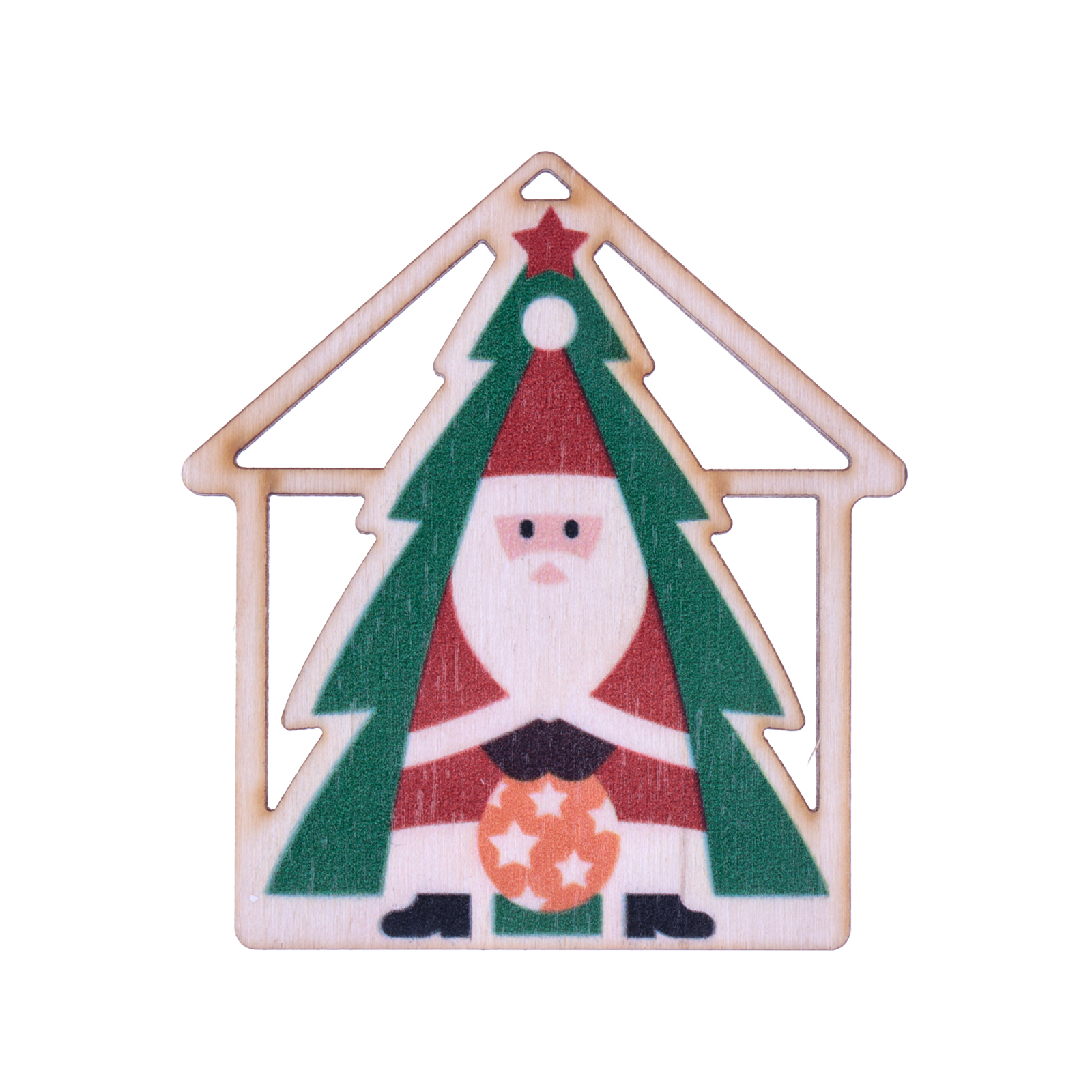 wooden pendant - santa claus 70x63mm | 1pc