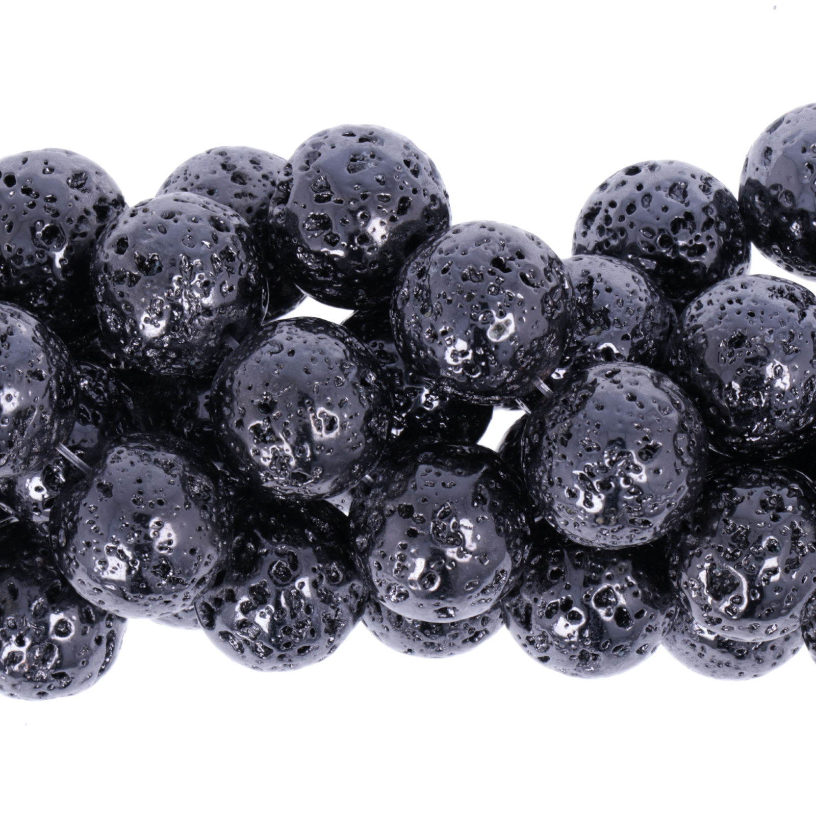 black hematite lava stone round 12mm | 8pc
