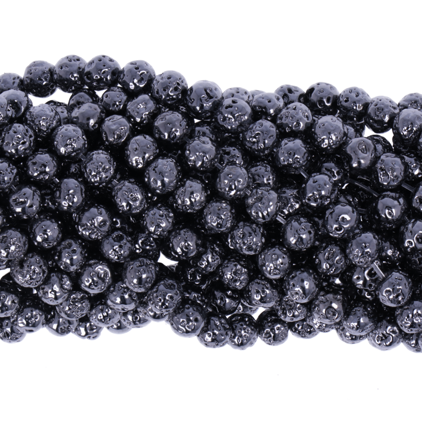 lavastein plated black hematite rund 4mm | strang 38/40cm
