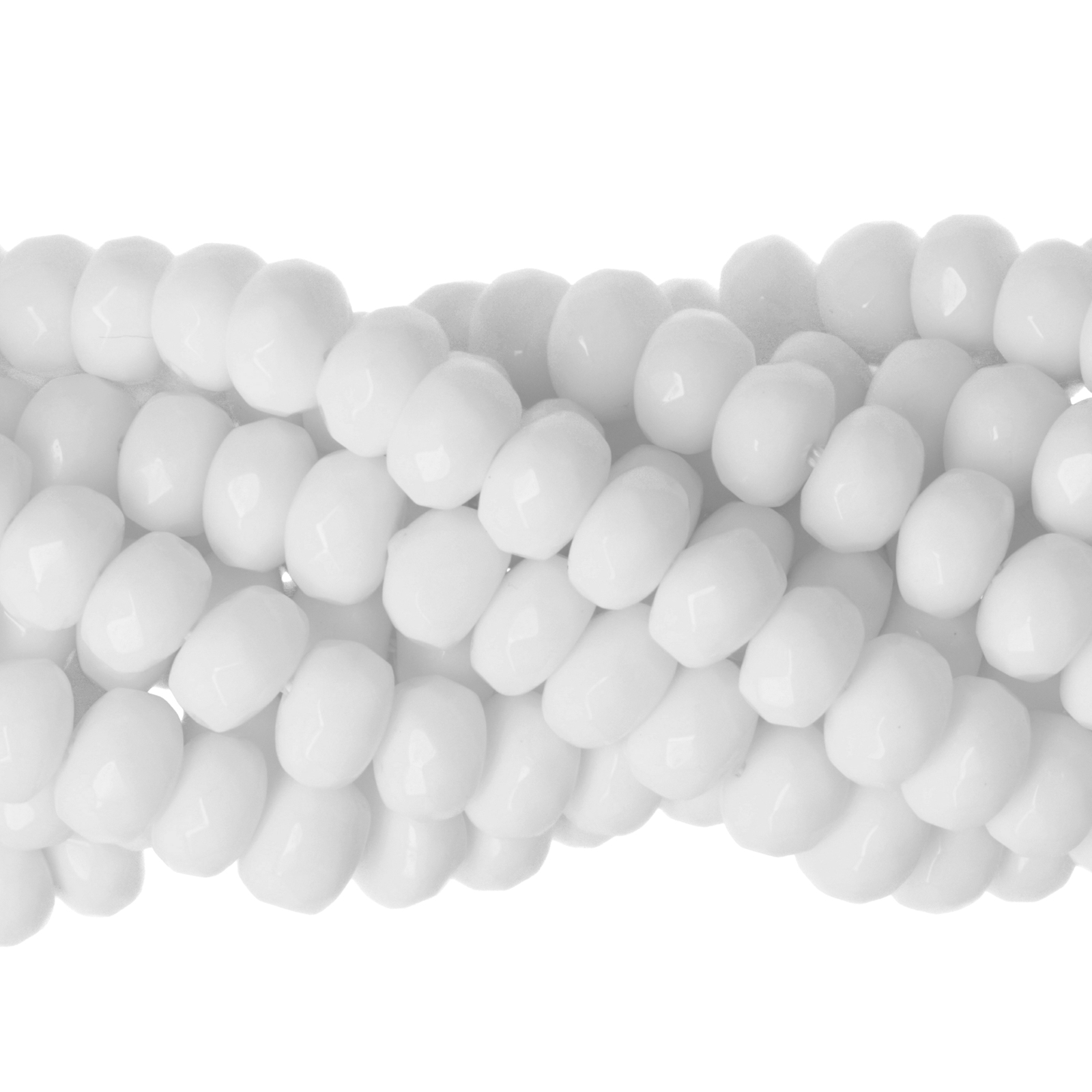 white agate (synthetic) faceted roundelle 8x5mm | 15/16-inch strand