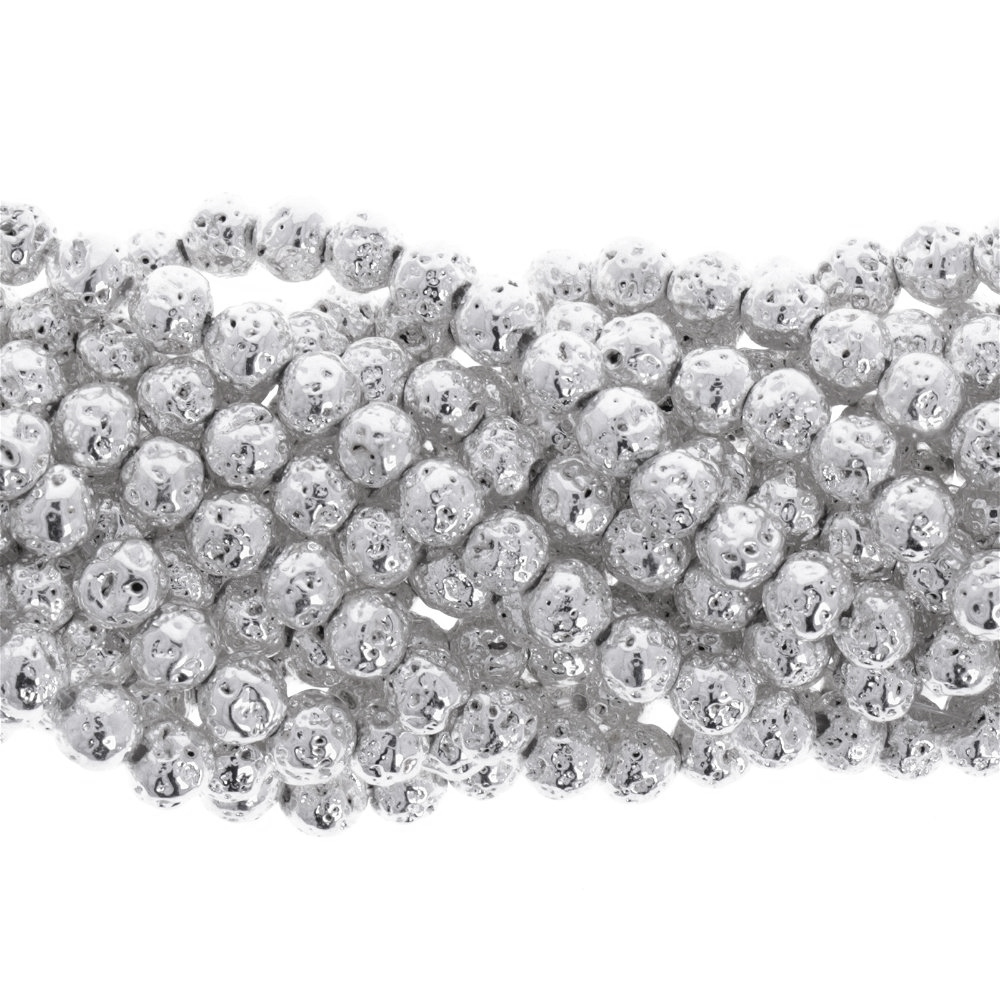 silver lava stone round 4mm | 15/16-inch strand