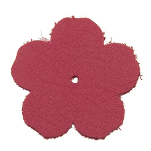 fuchsia leather flower - 30mm | 2pc