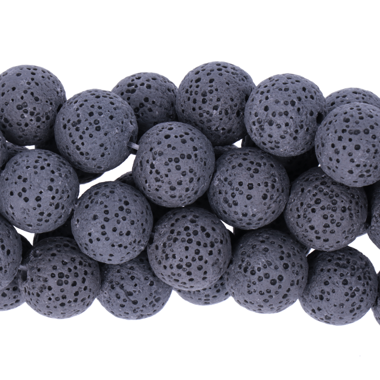 black hematite lava stone round 12mm | 15/16-inch strand
