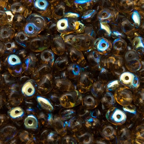superduo perlen 5x2,5mm smoky topaz ab | 10gr