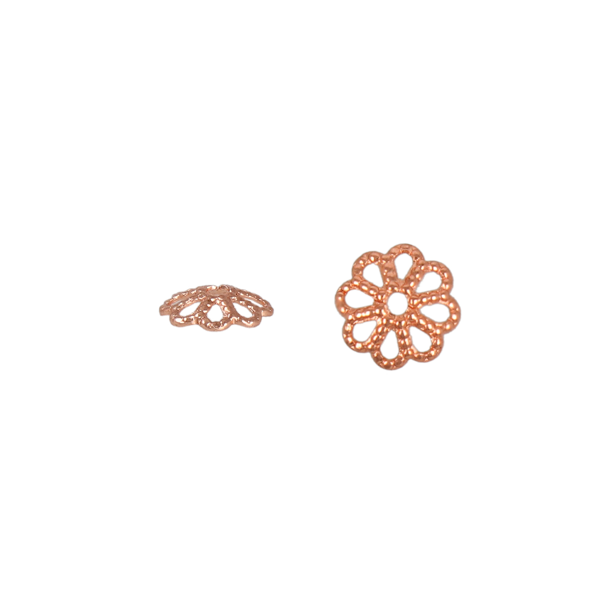 rose gold plated ornate bead cap 6mm | 72pc