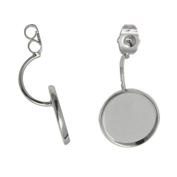 ear jacket mit fassung 14mm rhodium versilbert | 2st