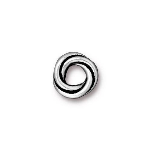 antique silver plated twister spacer large hole beads 10x2mm | 2pc