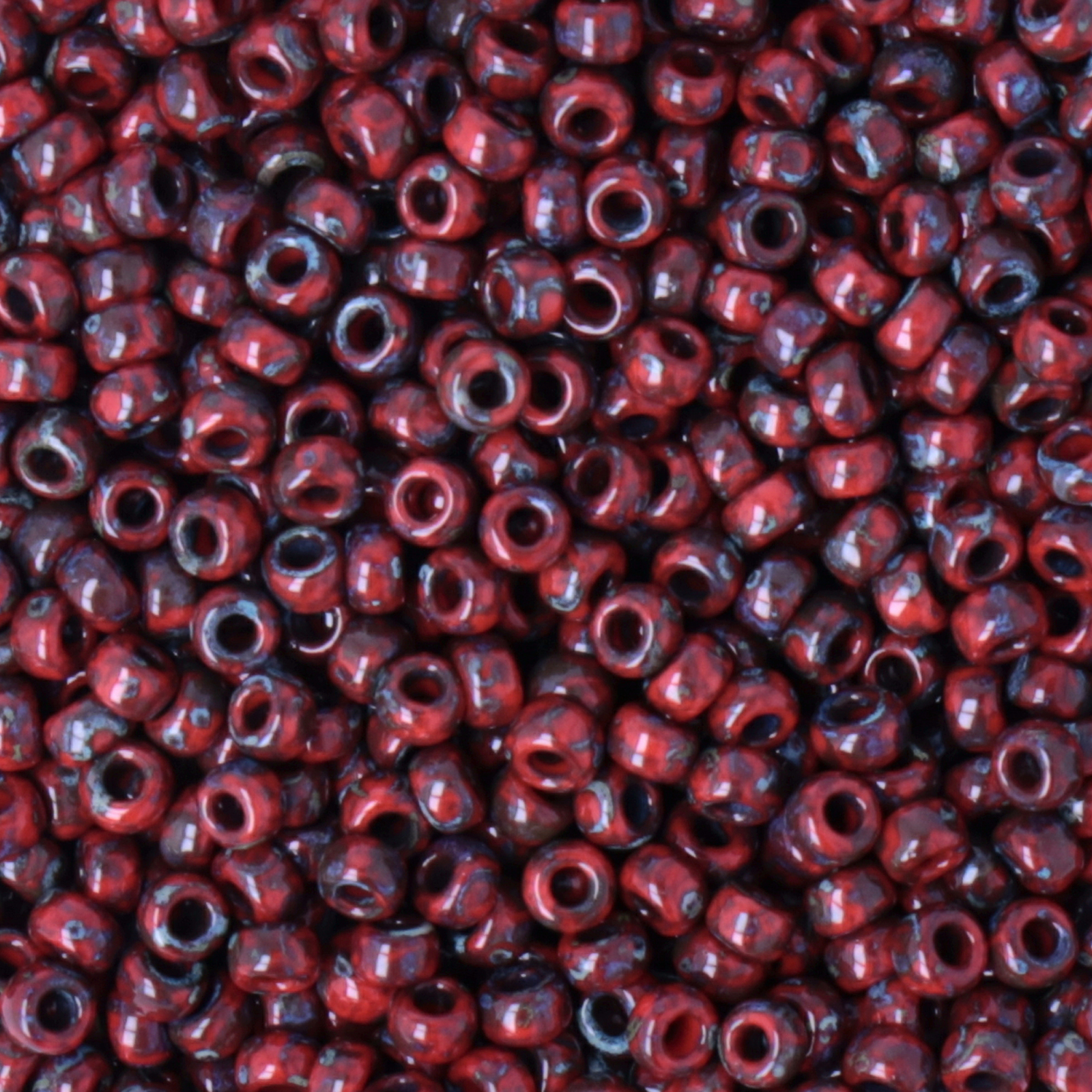 miyuki rocailles 11/0 - opaque red garnet picasso (4513) | 10gr