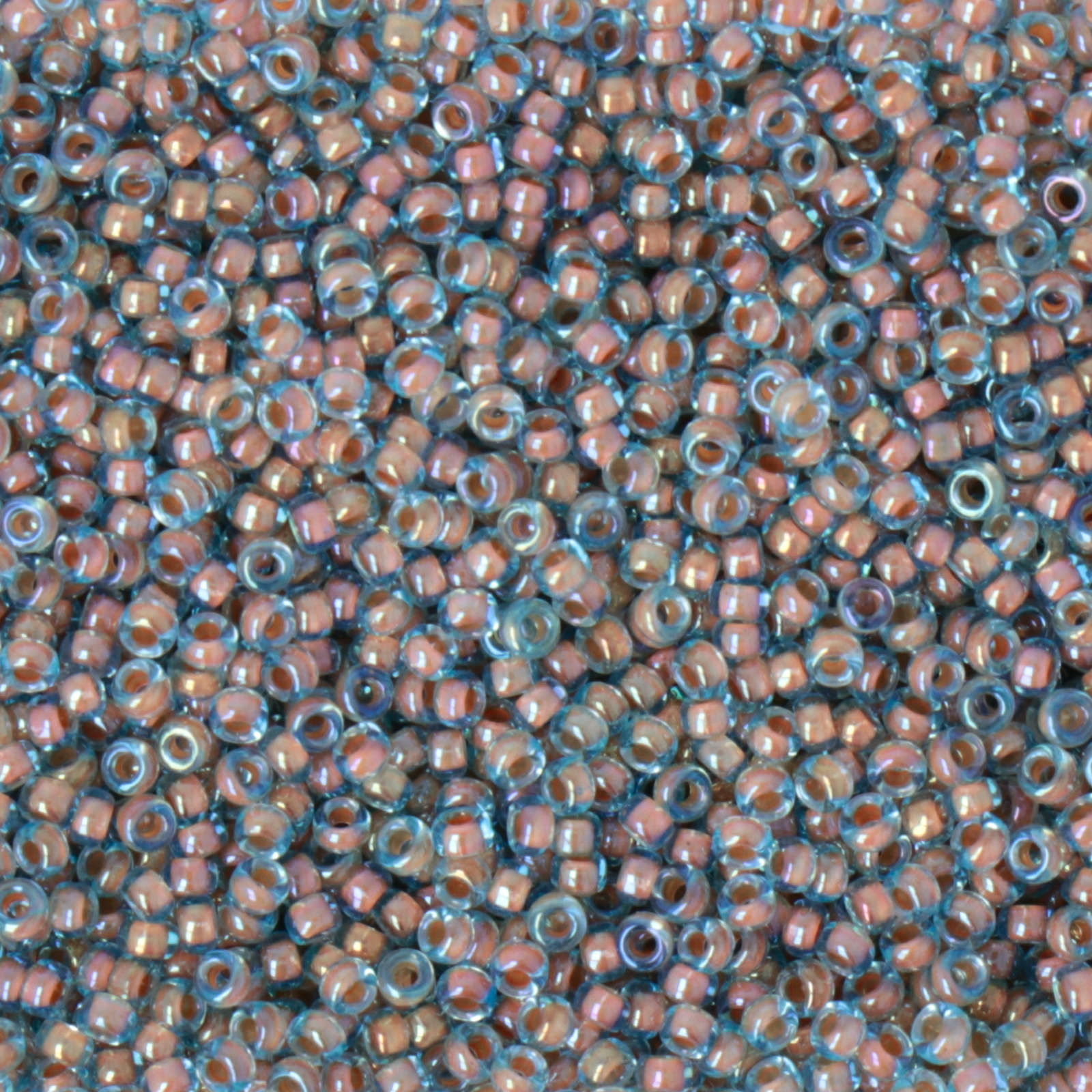 miyuki rocailles 15/0 - color-lined peach/aqua luster (351) | 10gr