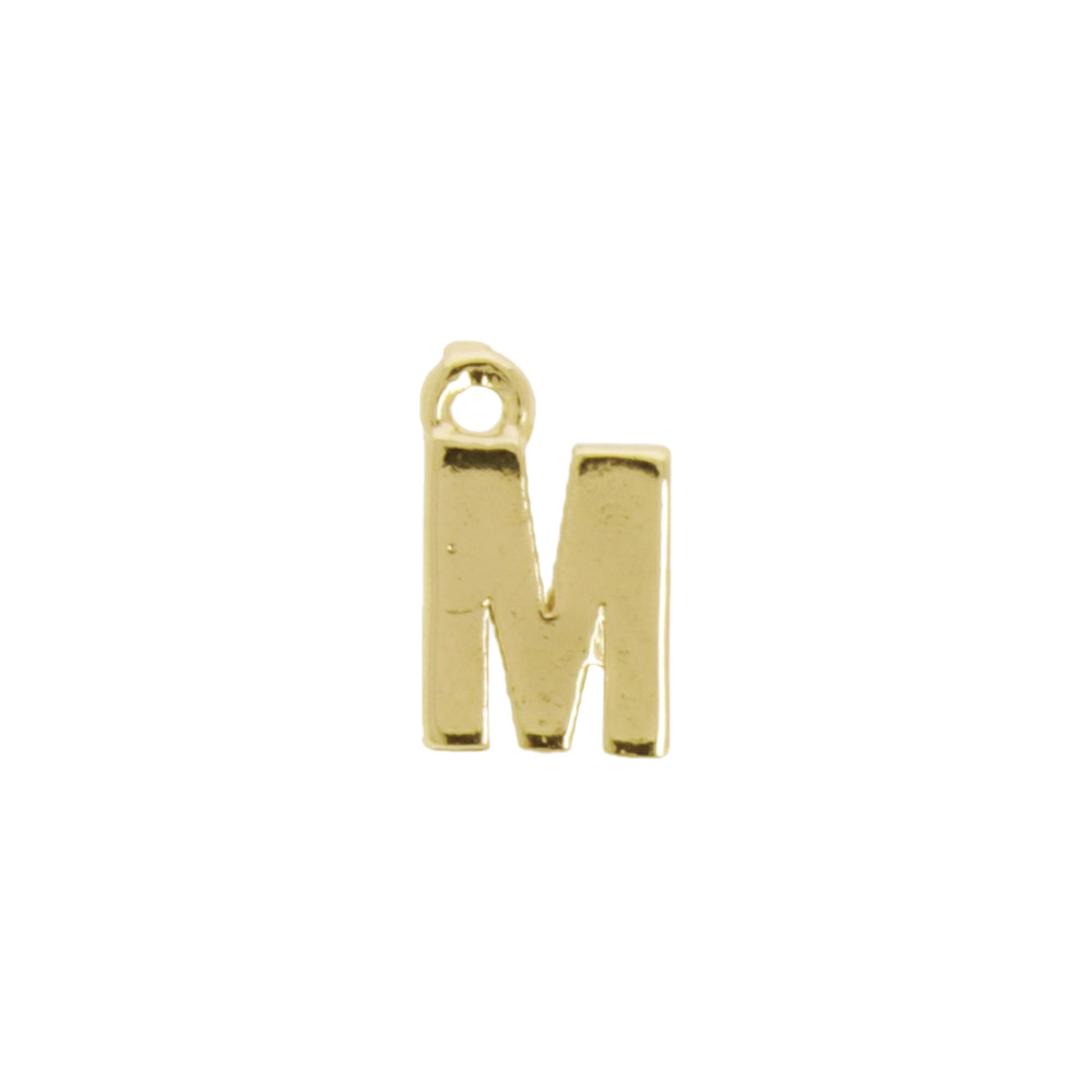 gold plated alphabet charm letter m 8mm | 2pc