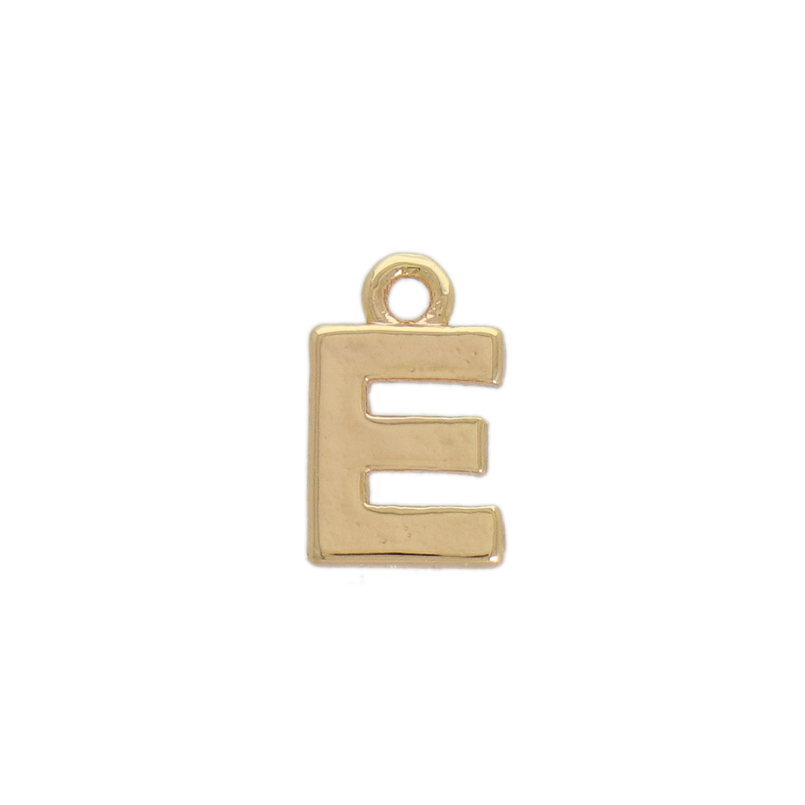 gold plated alphabet charm letter e 8mm | 2pc