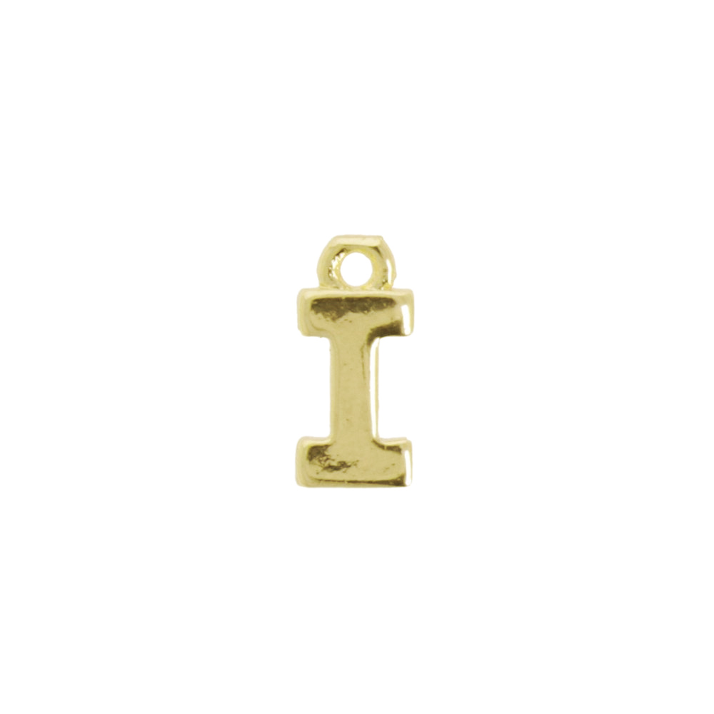 gold plated alphabet charm letter i 8mm | 2pc