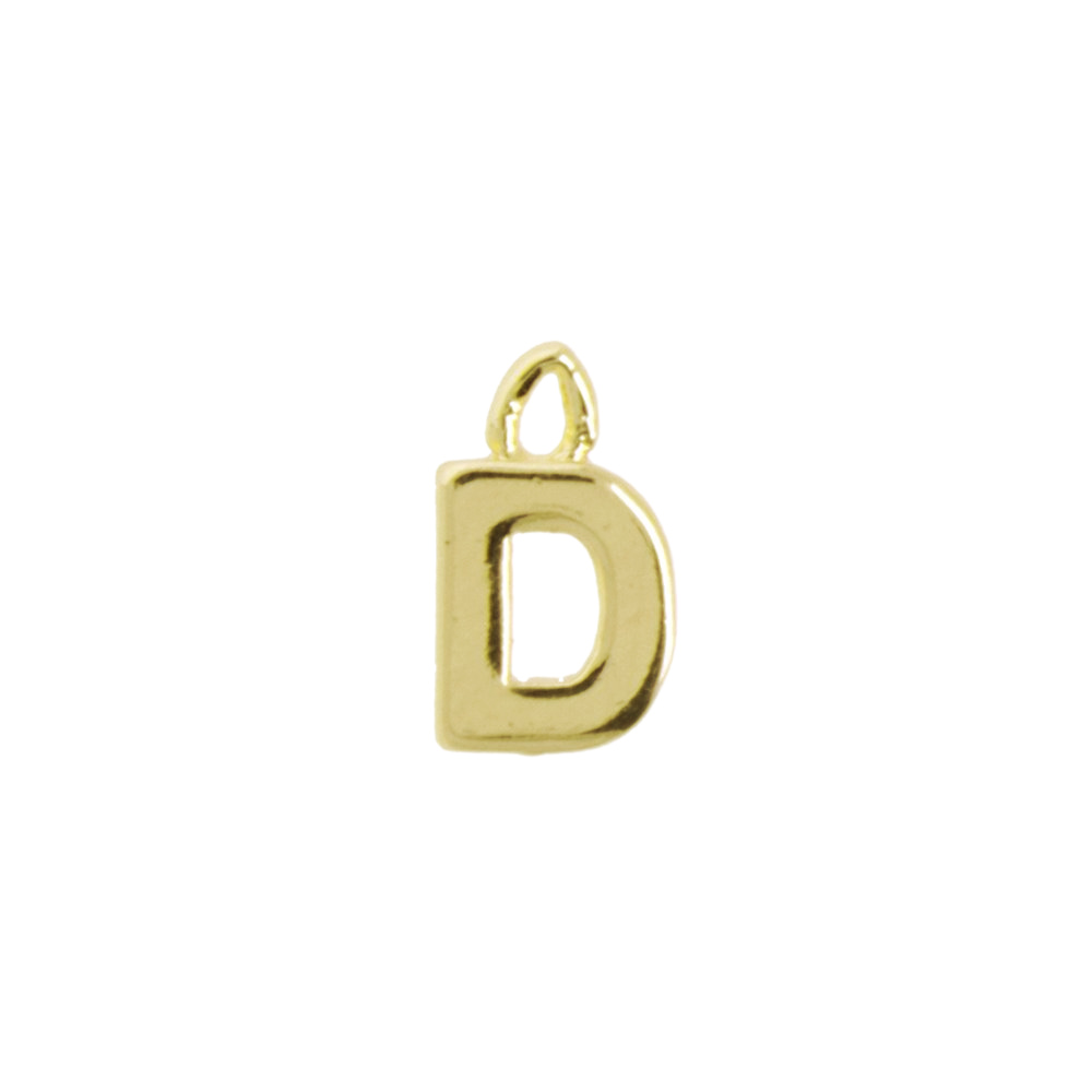 gold plated alphabet charm letter d 8mm | 2pc
