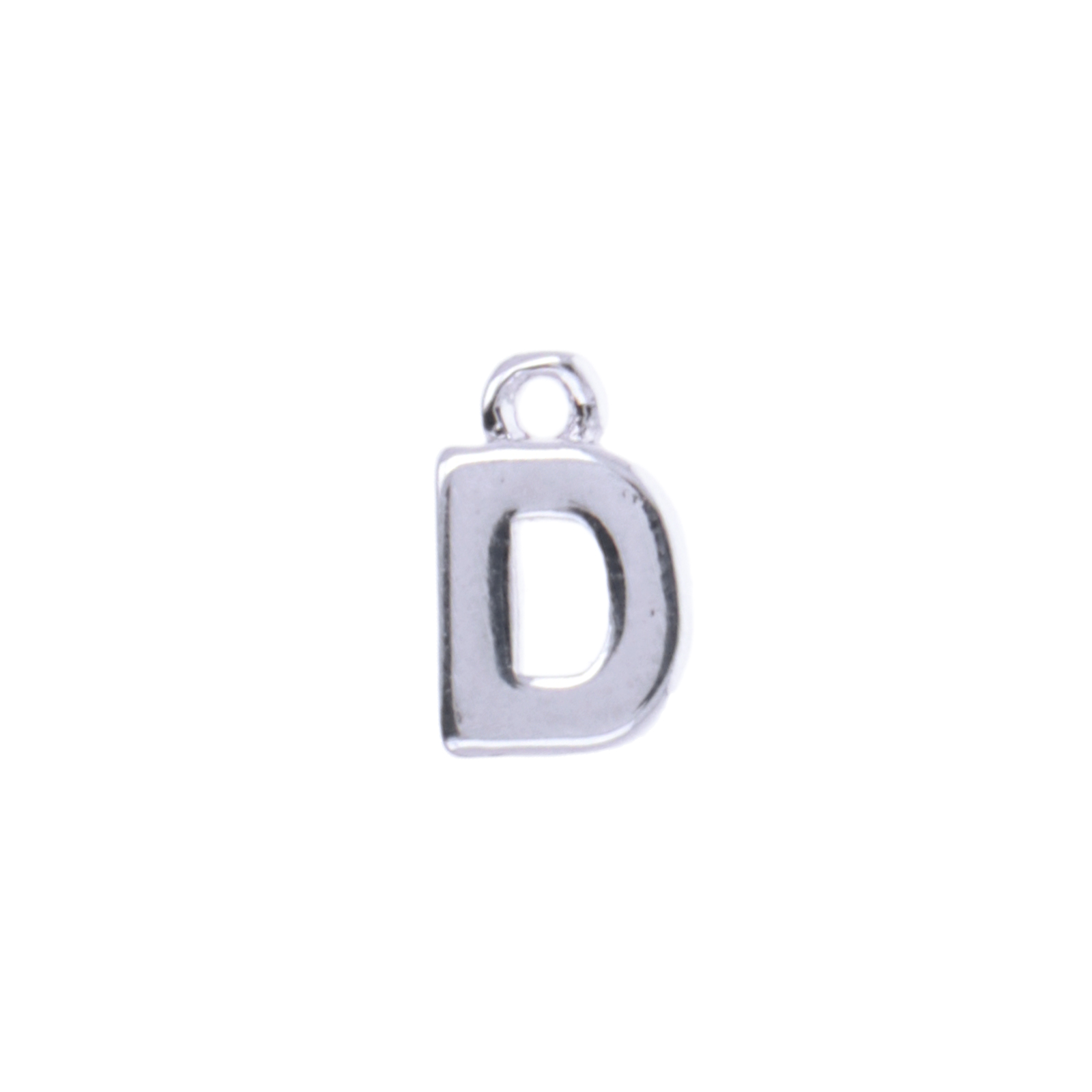 rhodium silver plated alphabet charm letter d 8mm | 2pc