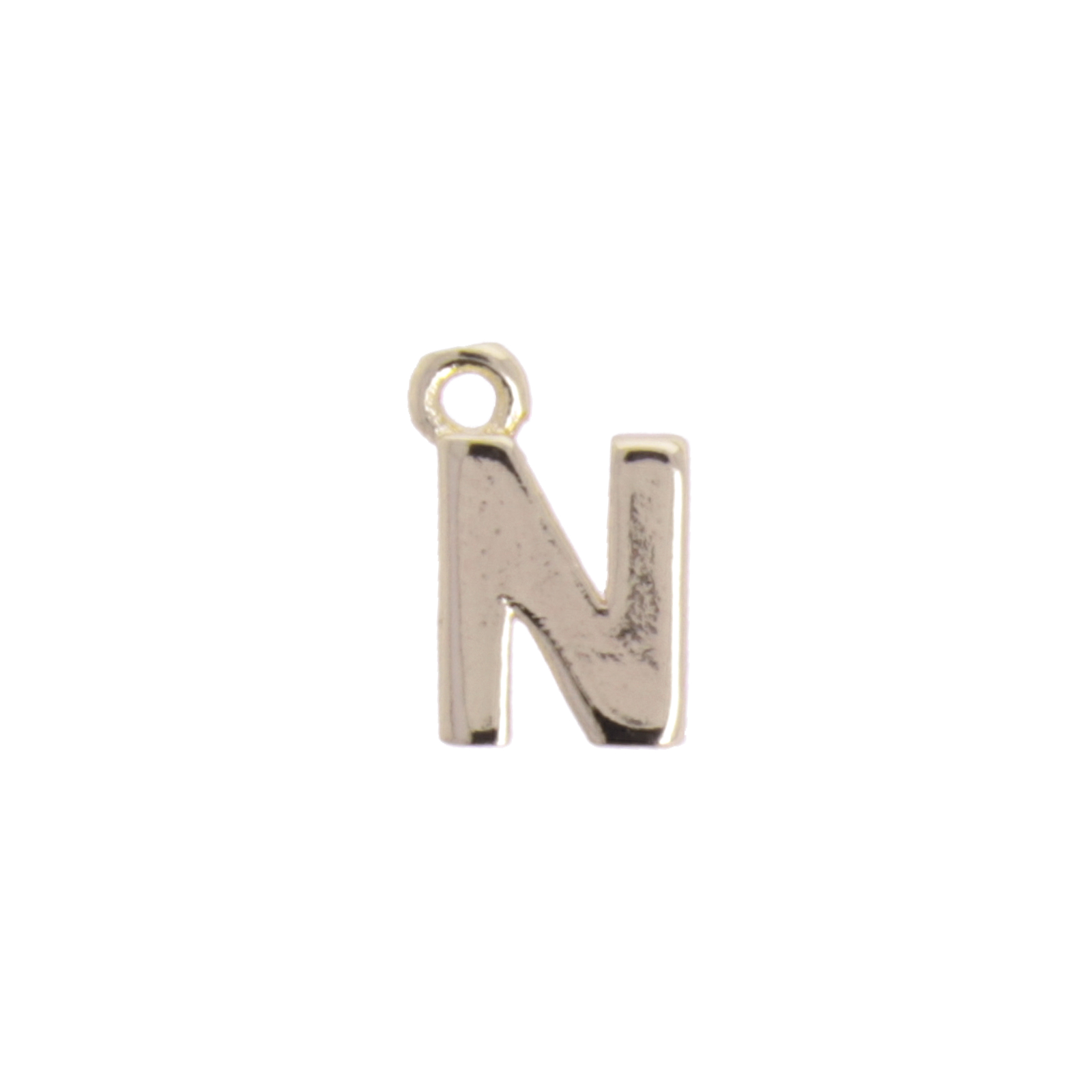 gold plated alphabet charm letter n 8mm | 2pc