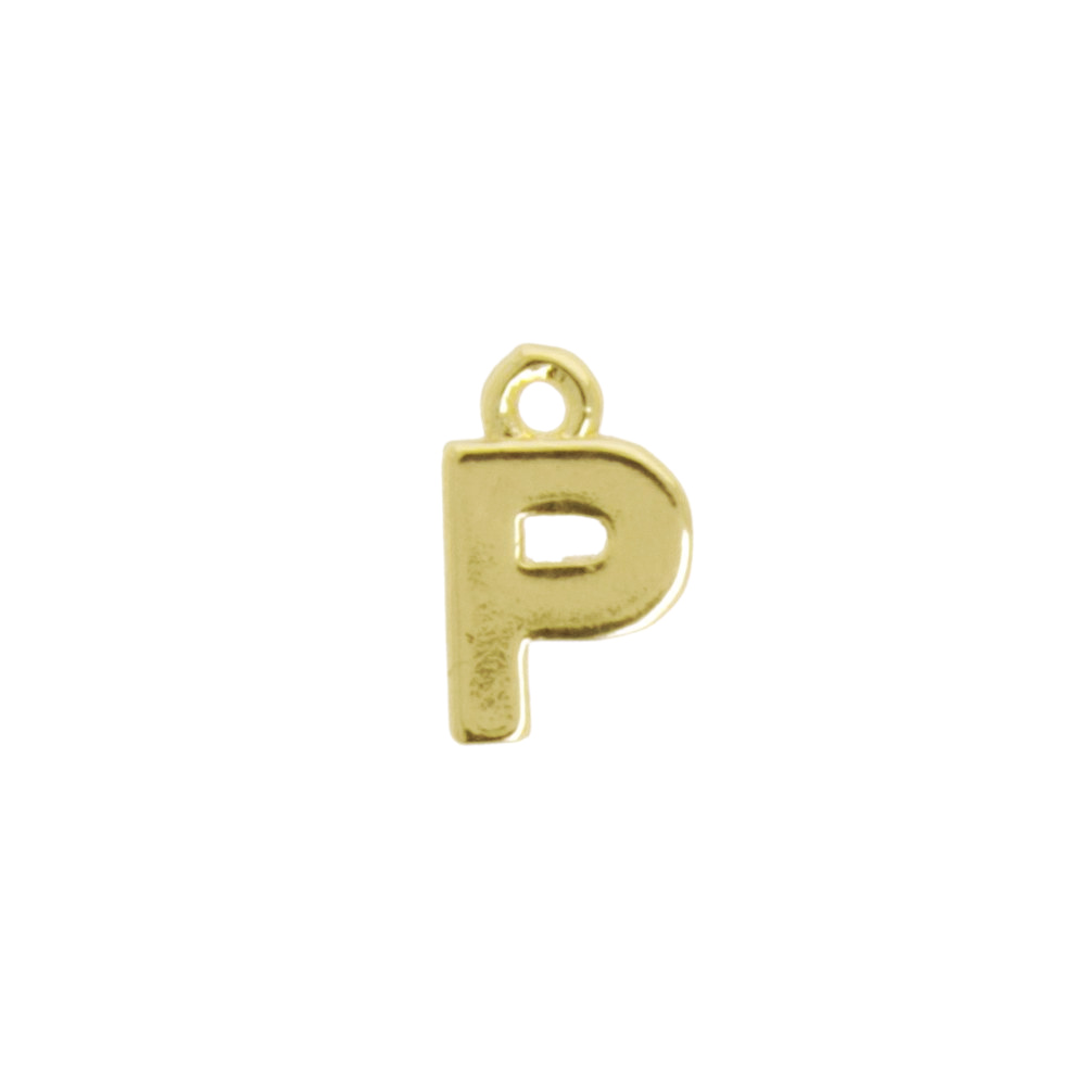 gold plated alphabet charm letter p 8mm | 2pc