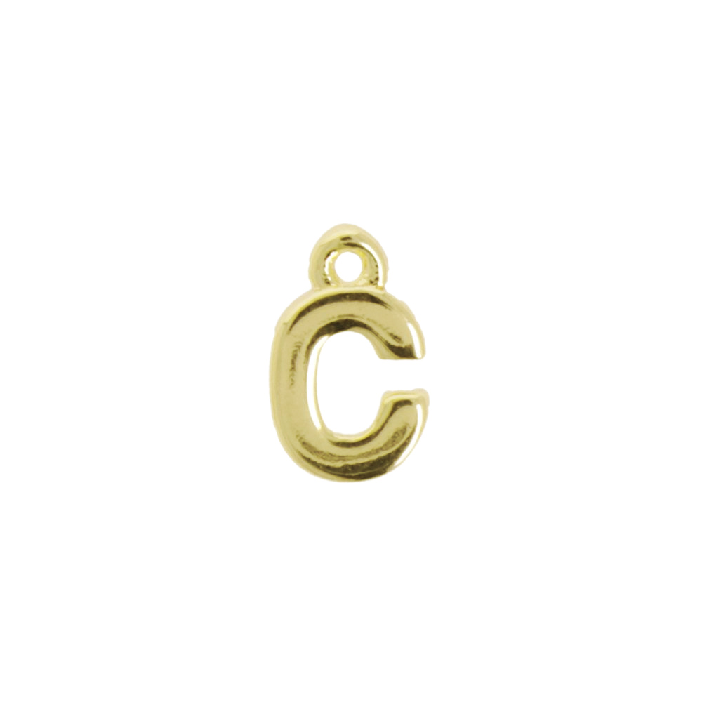 gold plated alphabet charm letter c 8mm | 2pc