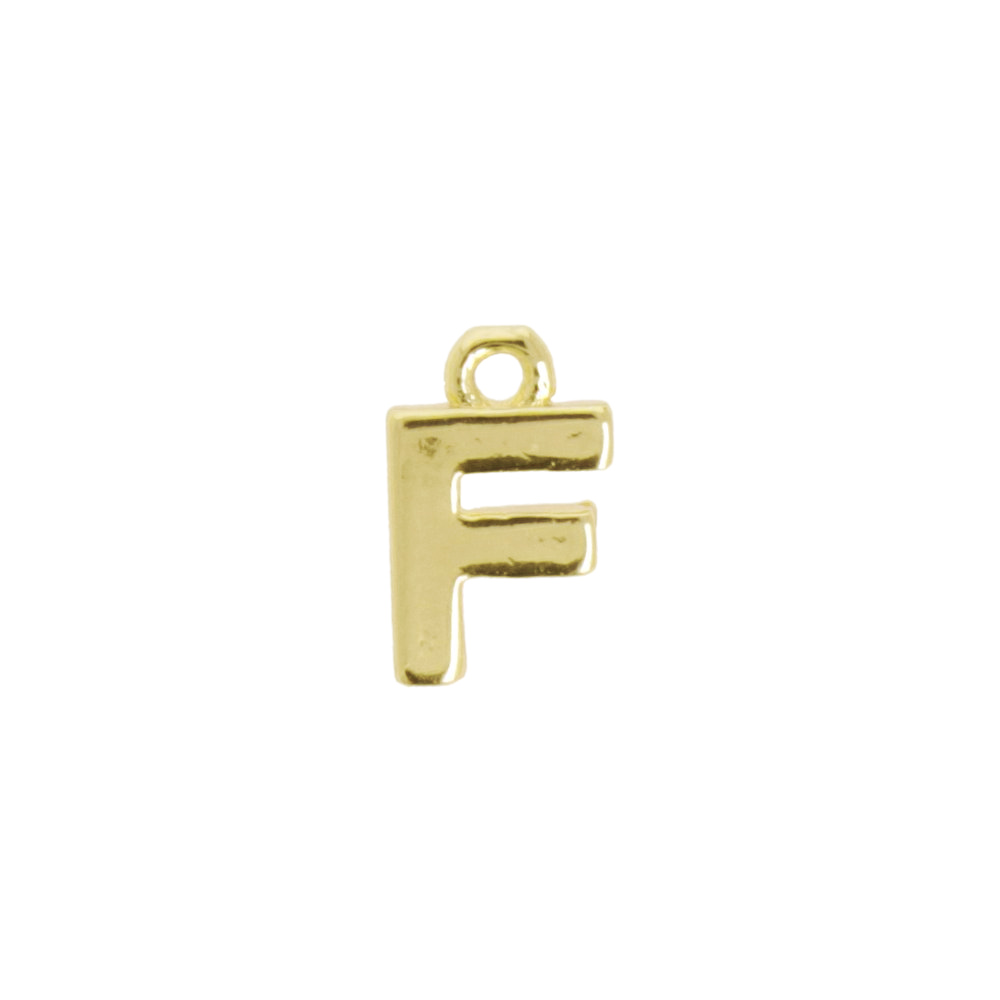 gold plated alphabet charm letter f 8mm | 2pc