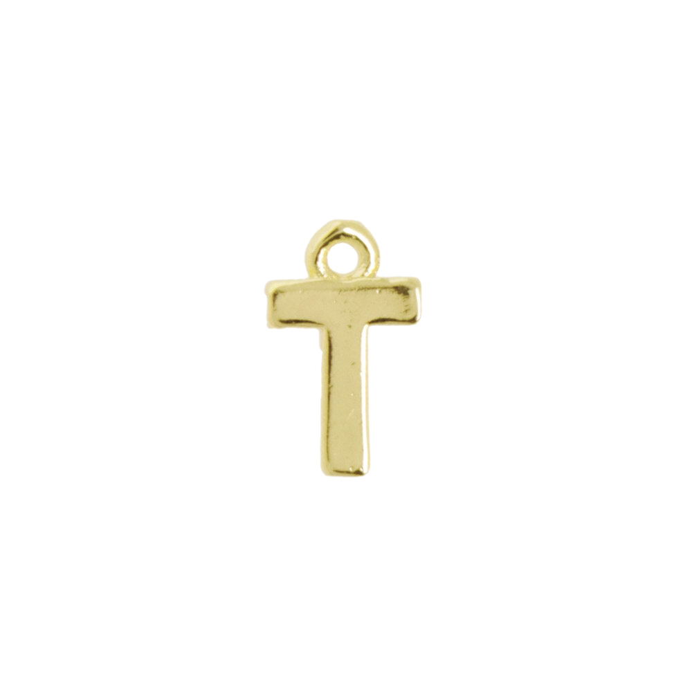 gold plated alphabet charm letter t 8mm | 2pc