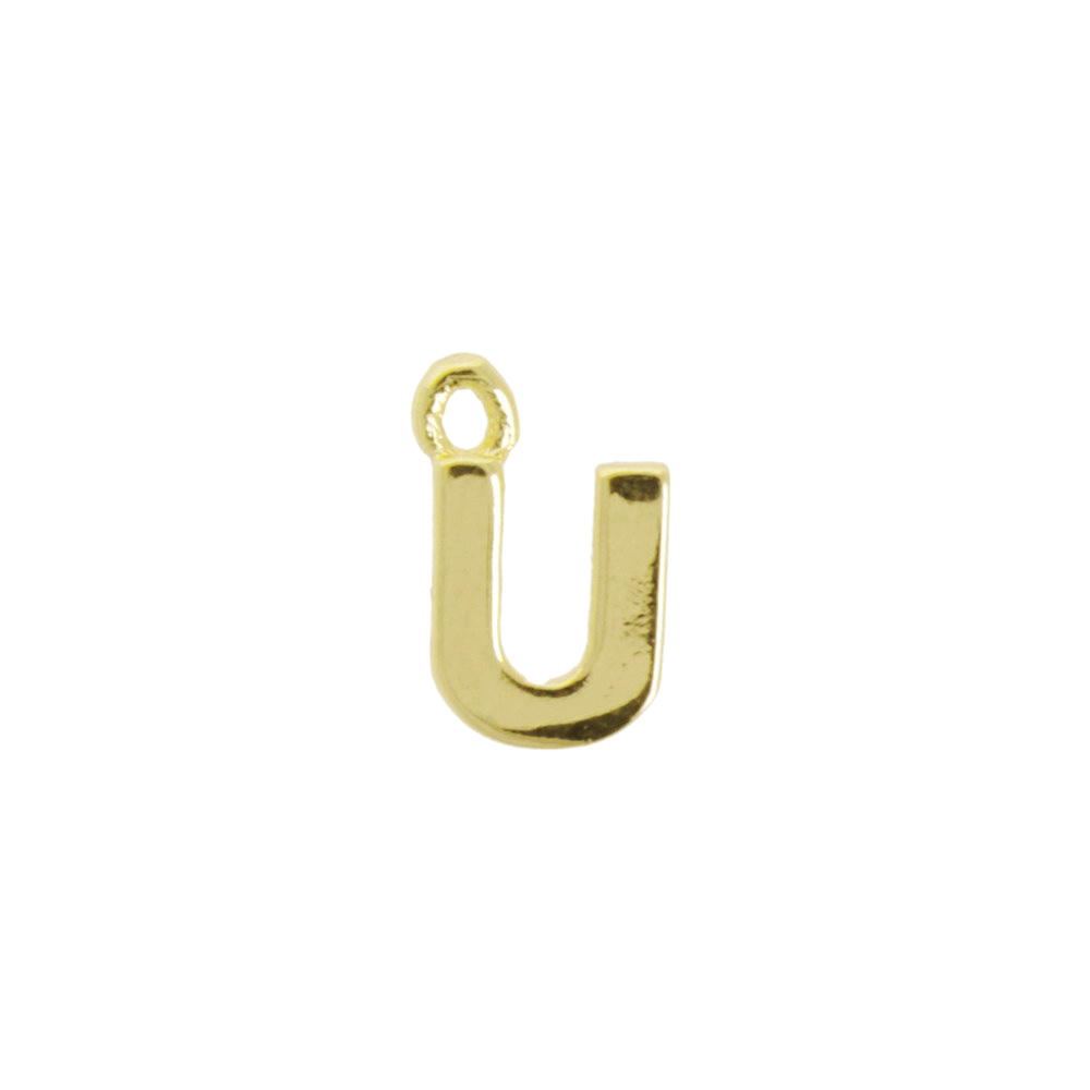 gold plated alphabet charm letter u 8mm | 2pc