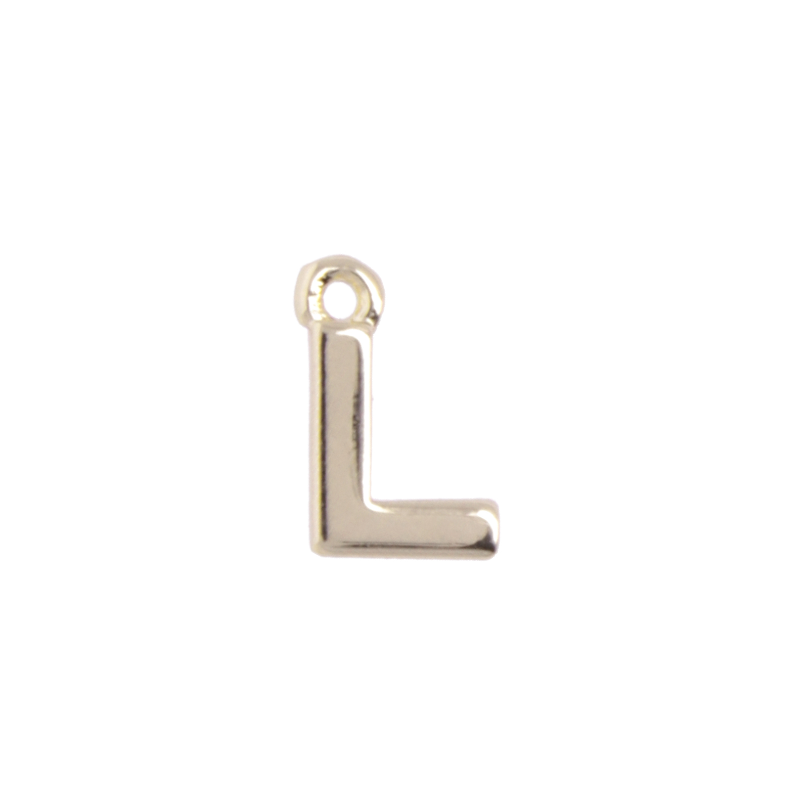 gold plated alphabet charm letter l 8mm | 2pc