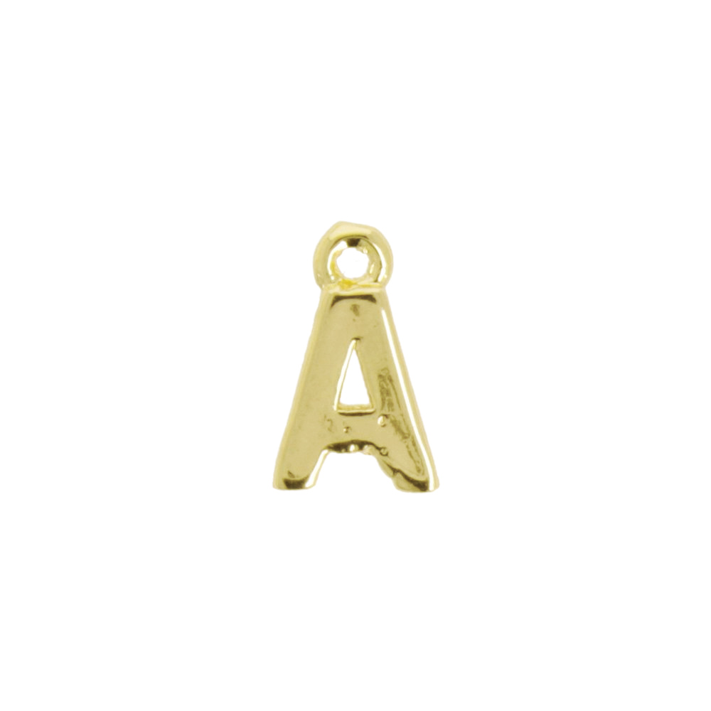 gold plated alphabet charm letter a 8mm | 2pc