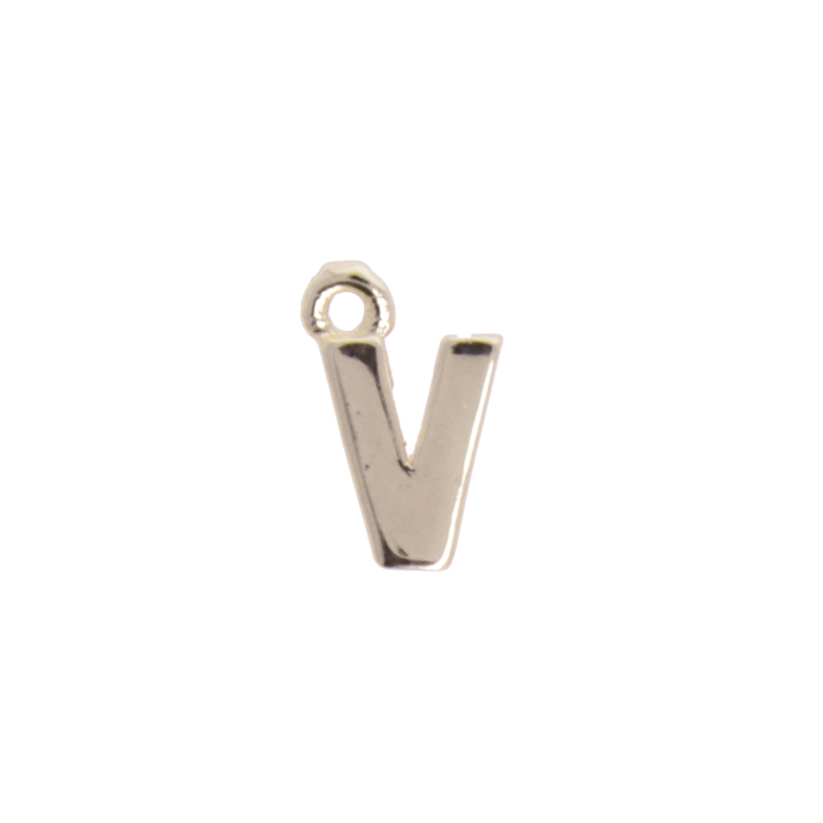 gold plated alphabet charm letter v 8mm | 2pc