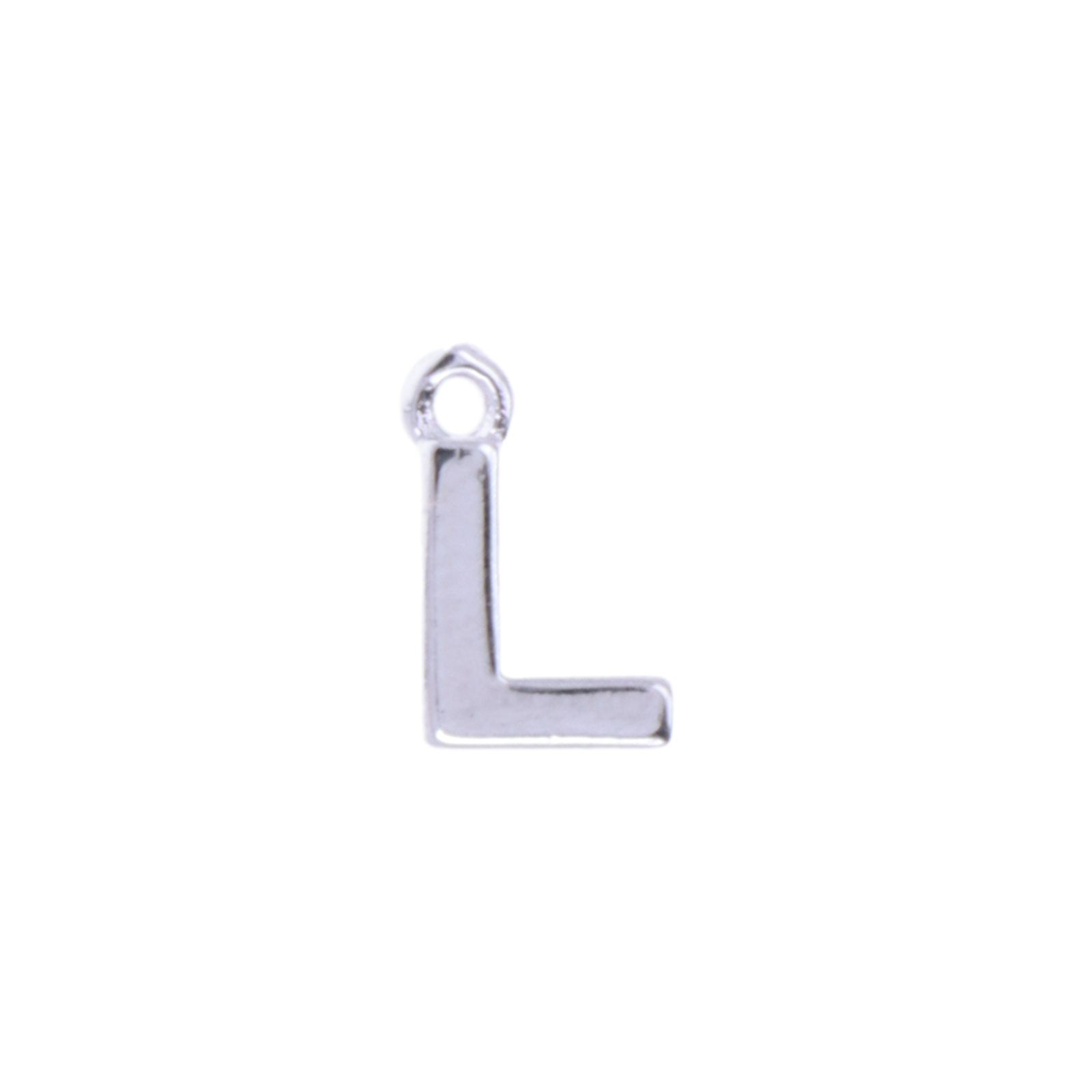 rhodium silver plated alphabet charm letter l 8mm | 2pc