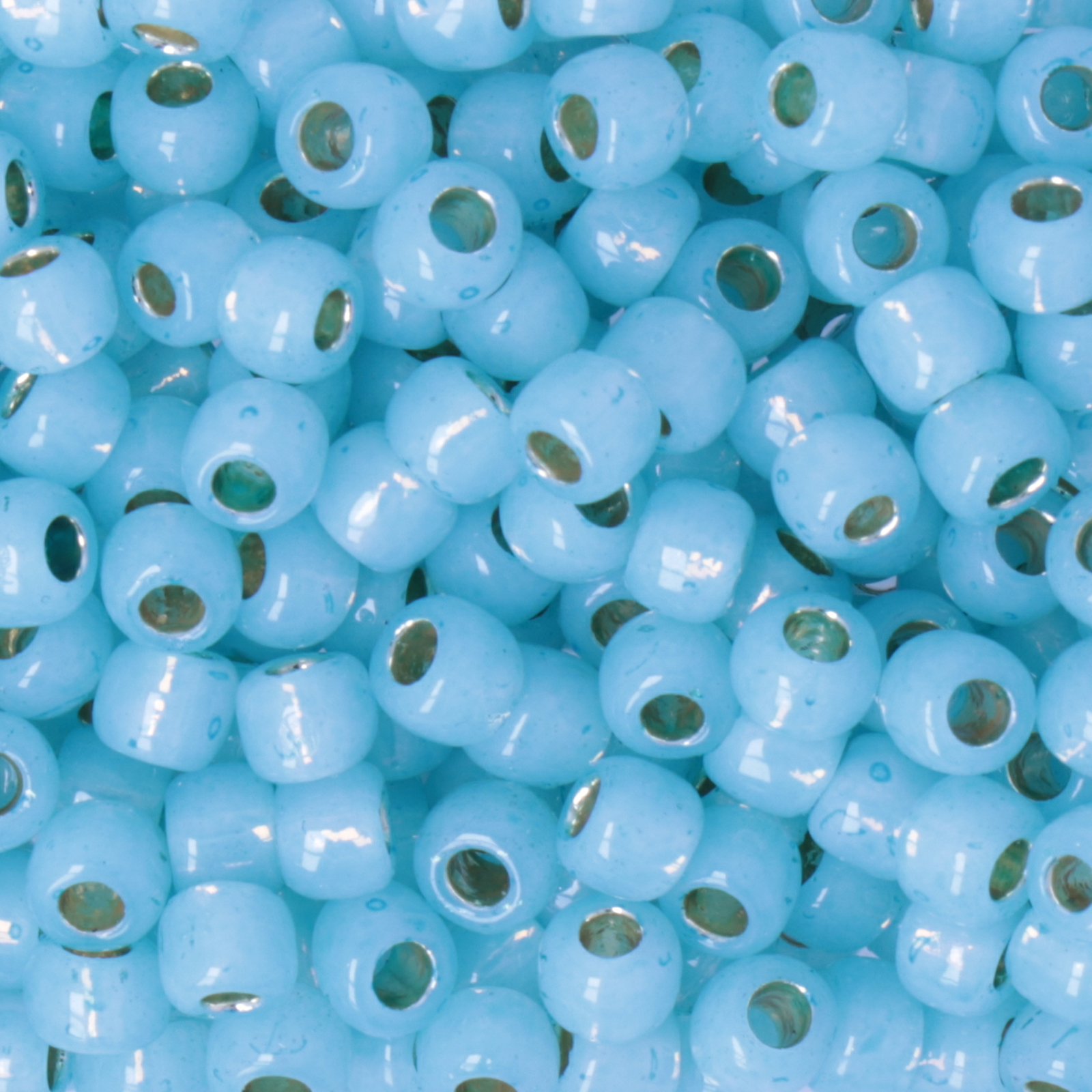 rocaille toho seed beads 6/0 permanent finish silver-lined milky aqua (pf2117) | 10gr