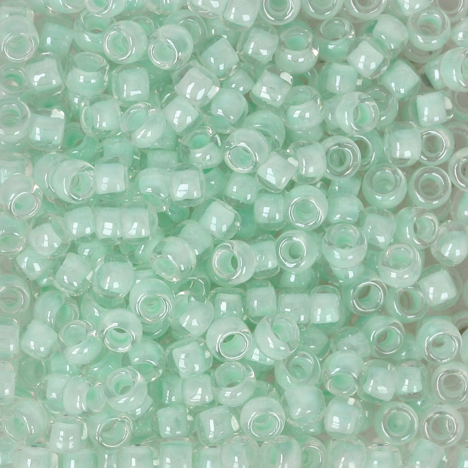 rocaille toho seed beads 8/0 inside color crystal/mint lined (1065) | 10gr