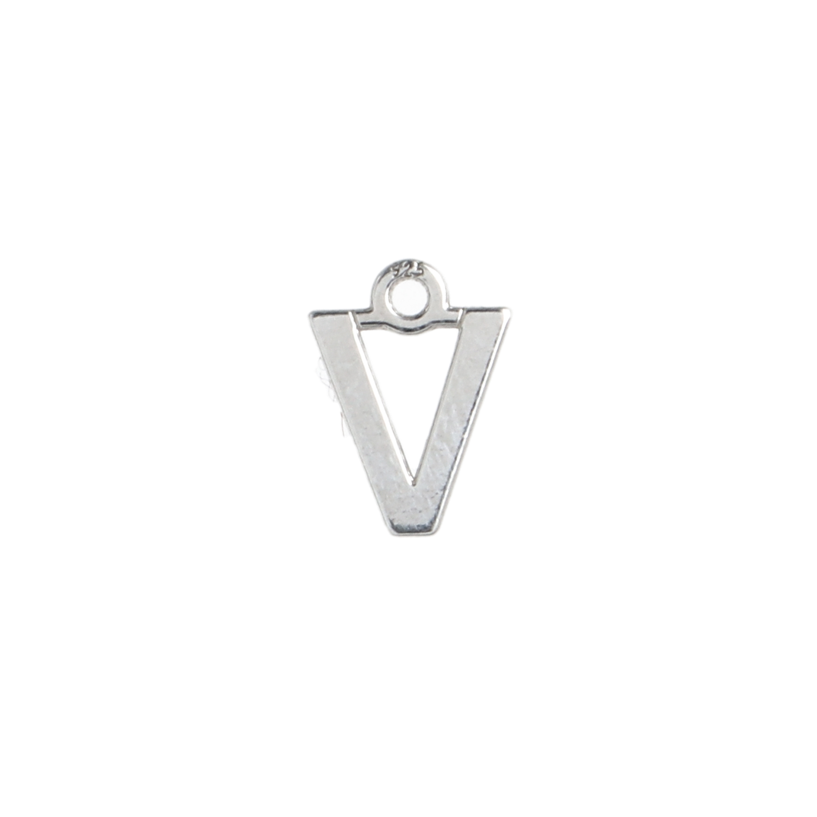 sterling silver alphabet charm letter v 10mm | 1pc