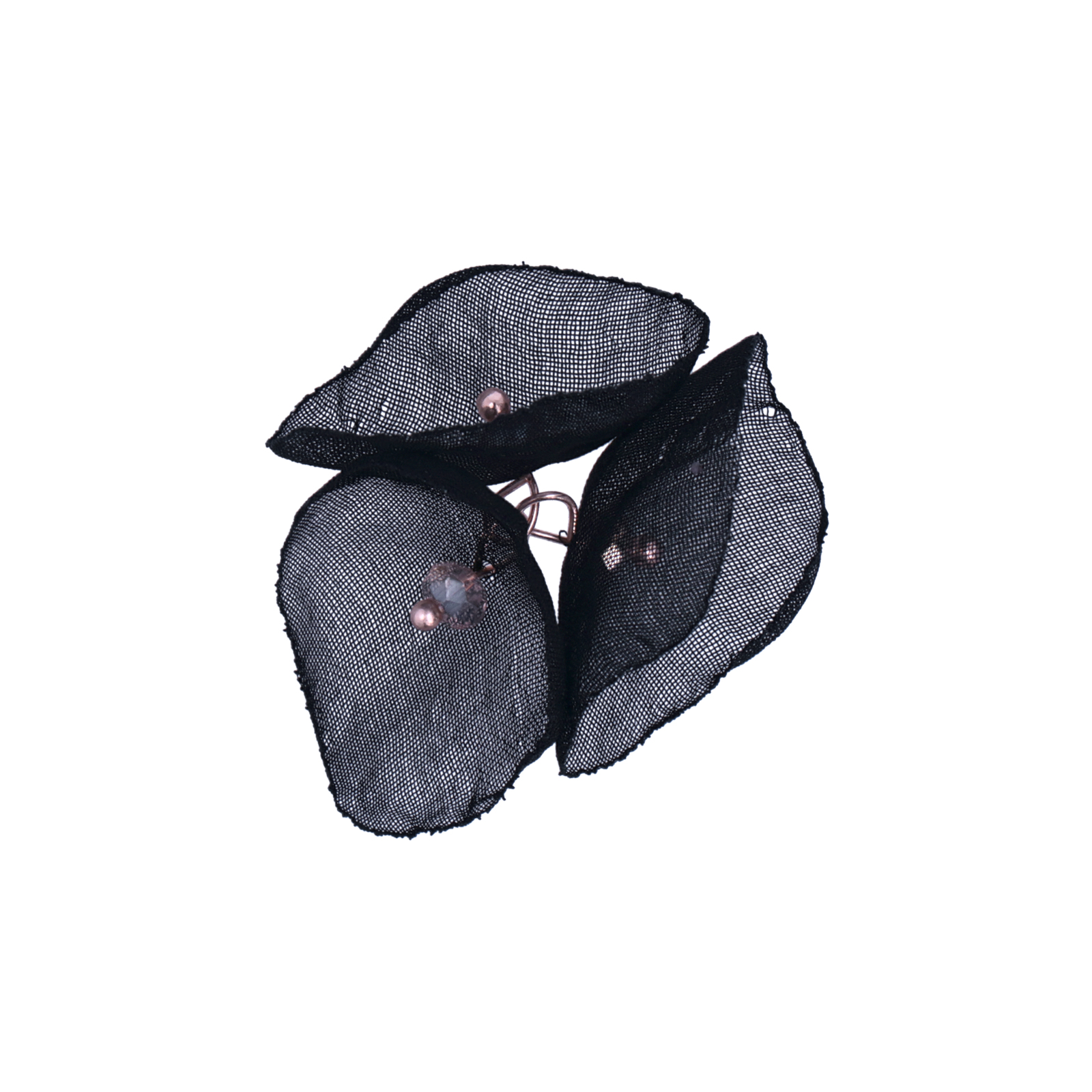 black organza flower with crystal roundelle 20mm | 2pc