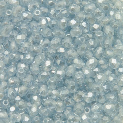 czech fire-polished round beads - luster light sapphire 3mm | 50pc