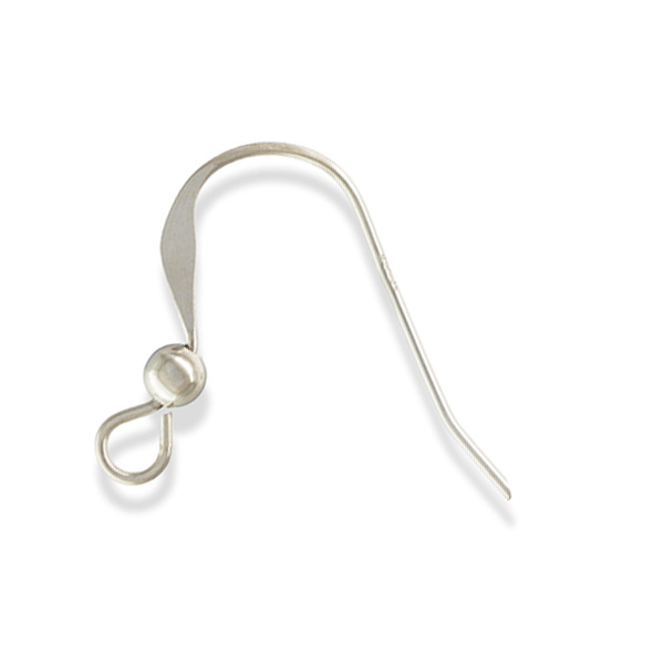 sterling silver flat french earwire 17mm with 3mm ball | 4pc