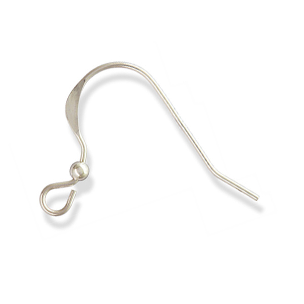 sterling silver flat french earwire 17mm with 2mm ball | 4pc