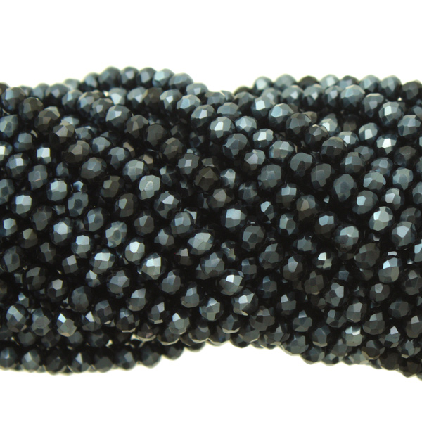 metallic hematite chinese crystal faceted roundelle 4x3mm | 1 strand