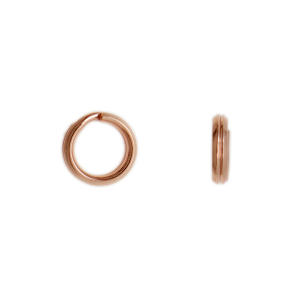 sterling silver rose gold plated split ring 5mm | 10pc