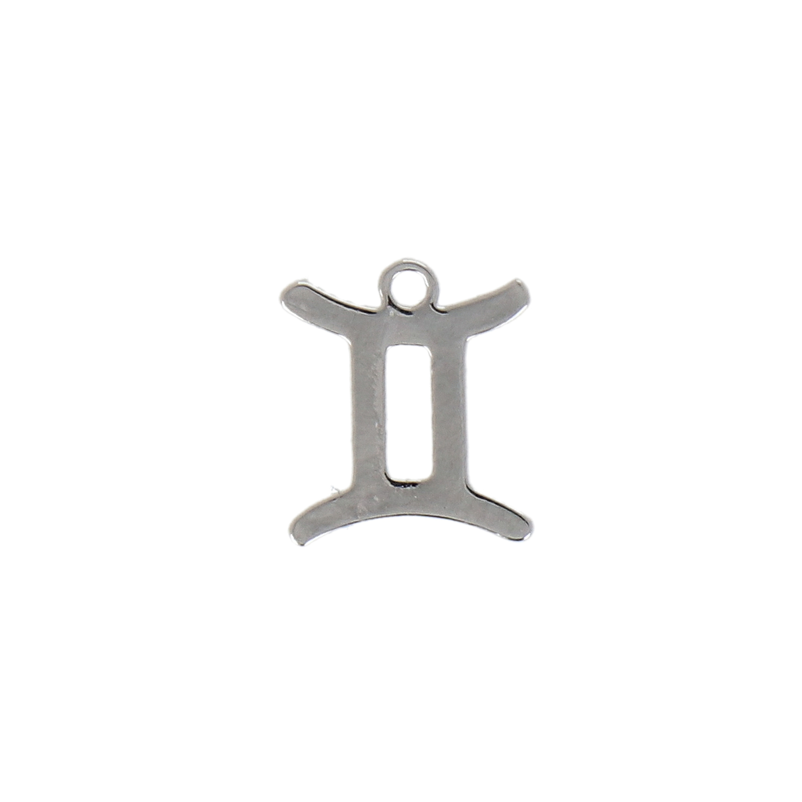 rhodium silver plated zodiac charm gemini 10mm | 1pc