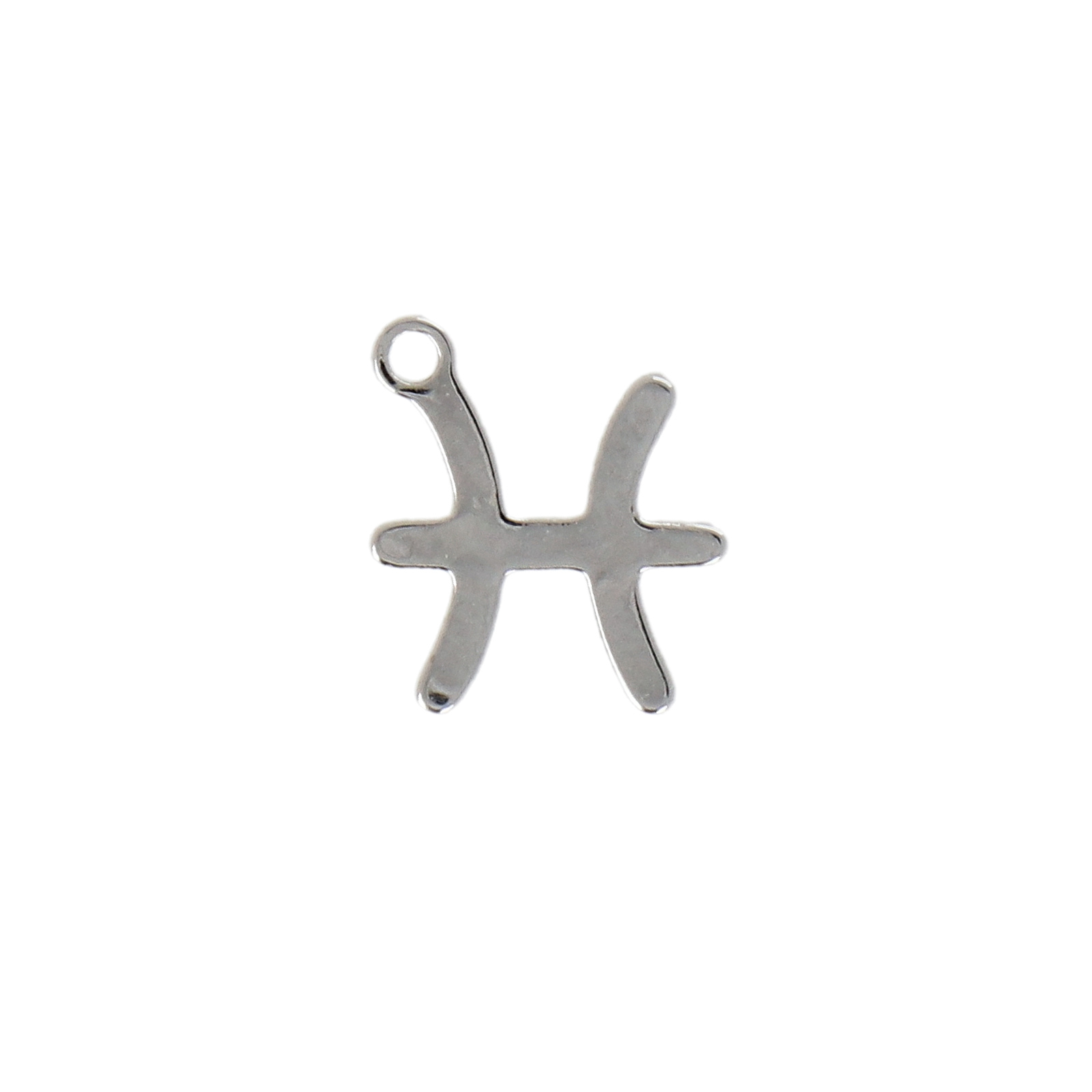 rhodium silver plated zodiac charm pisces 10mm | 1pc