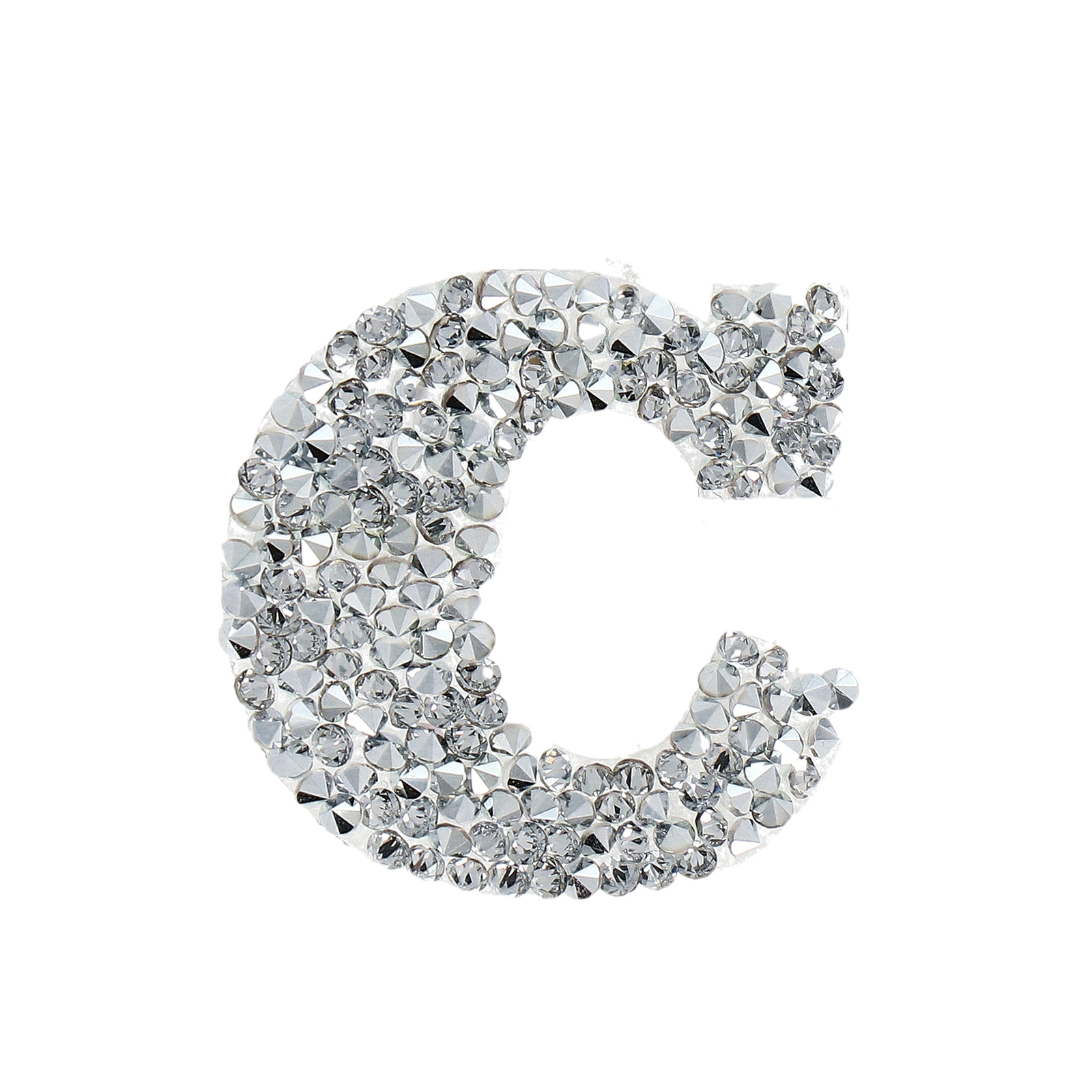 ultrafine rock letter 'c' self-adhesive crystal comet argent light 20mm | 1pc