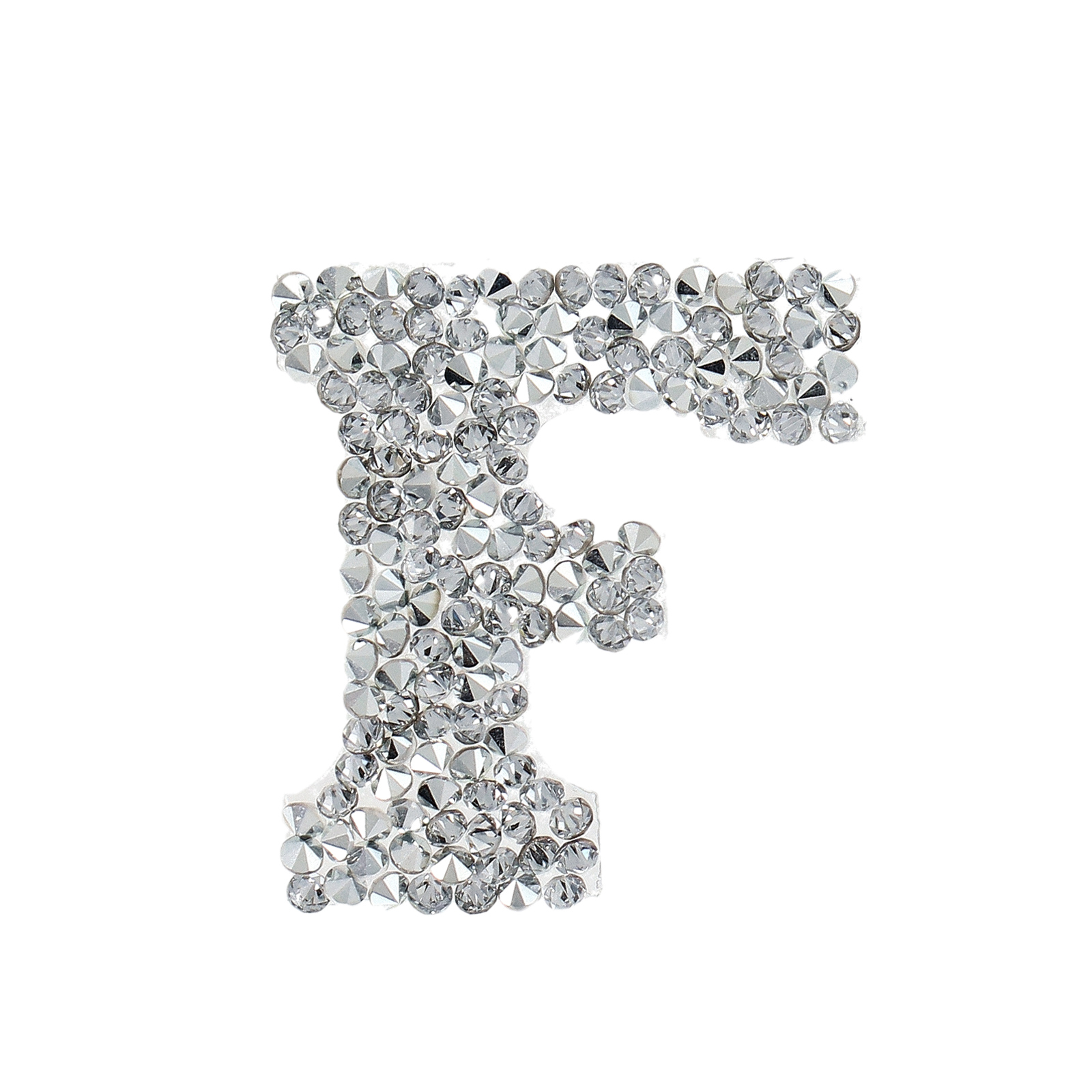 ultrafine rock letter 'f' self-adhesive crystal comet argent light 20mm | 1pc