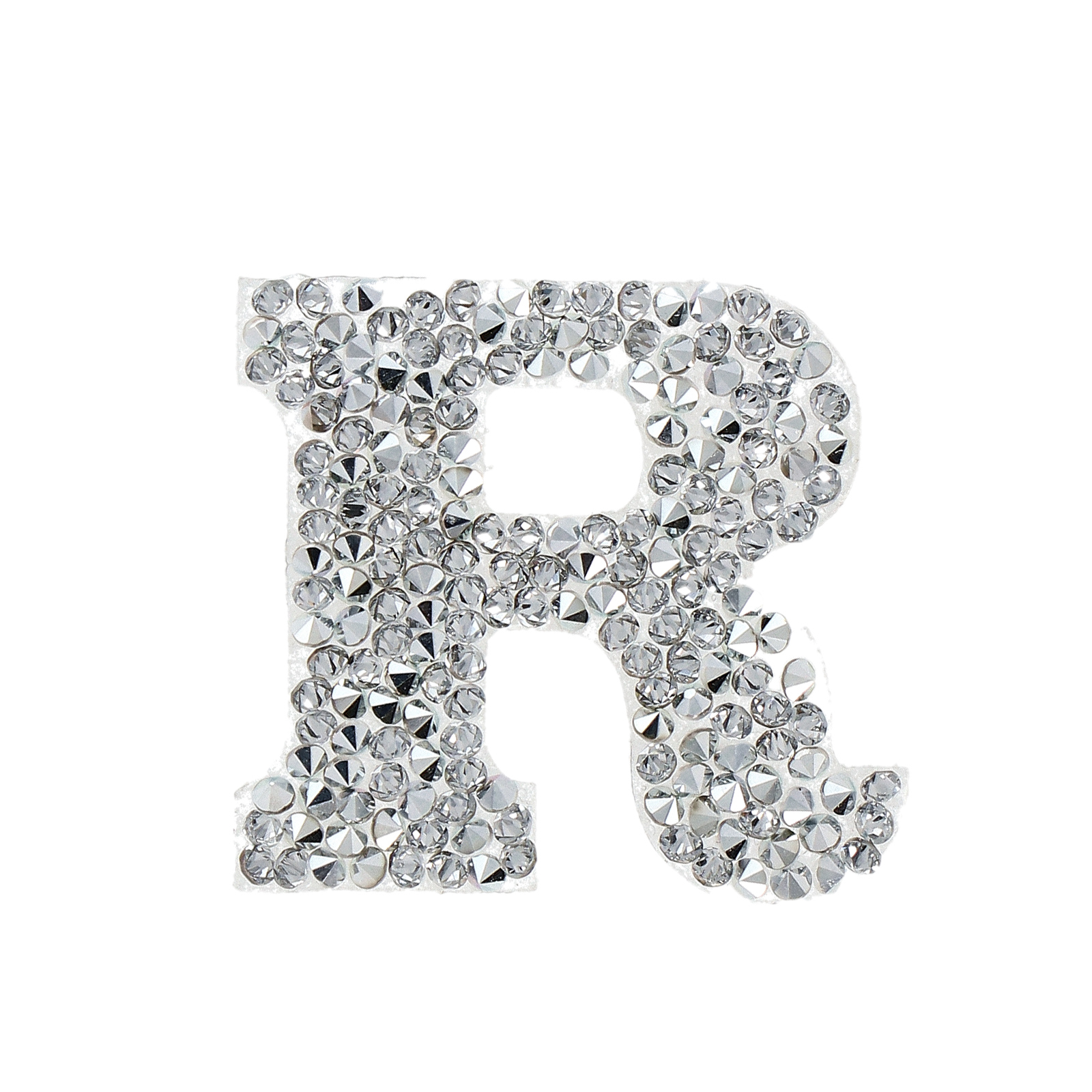 ultrafine rock letter 'r' self-adhesive crystal comet argent light 20mm | 1pc