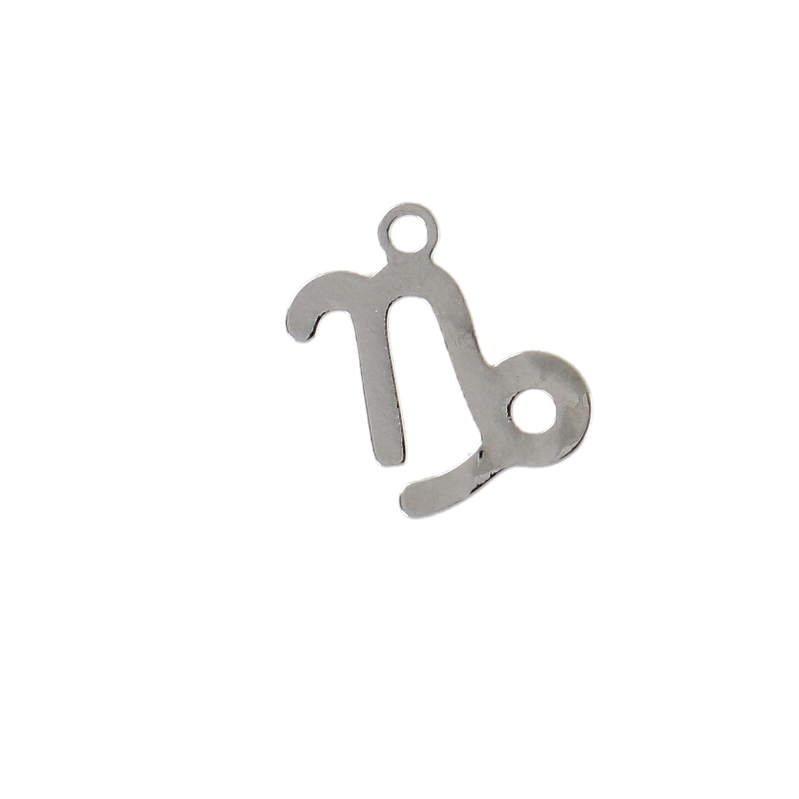 rhodium silver plated zodiac charm capricorn 10mm | 1pc