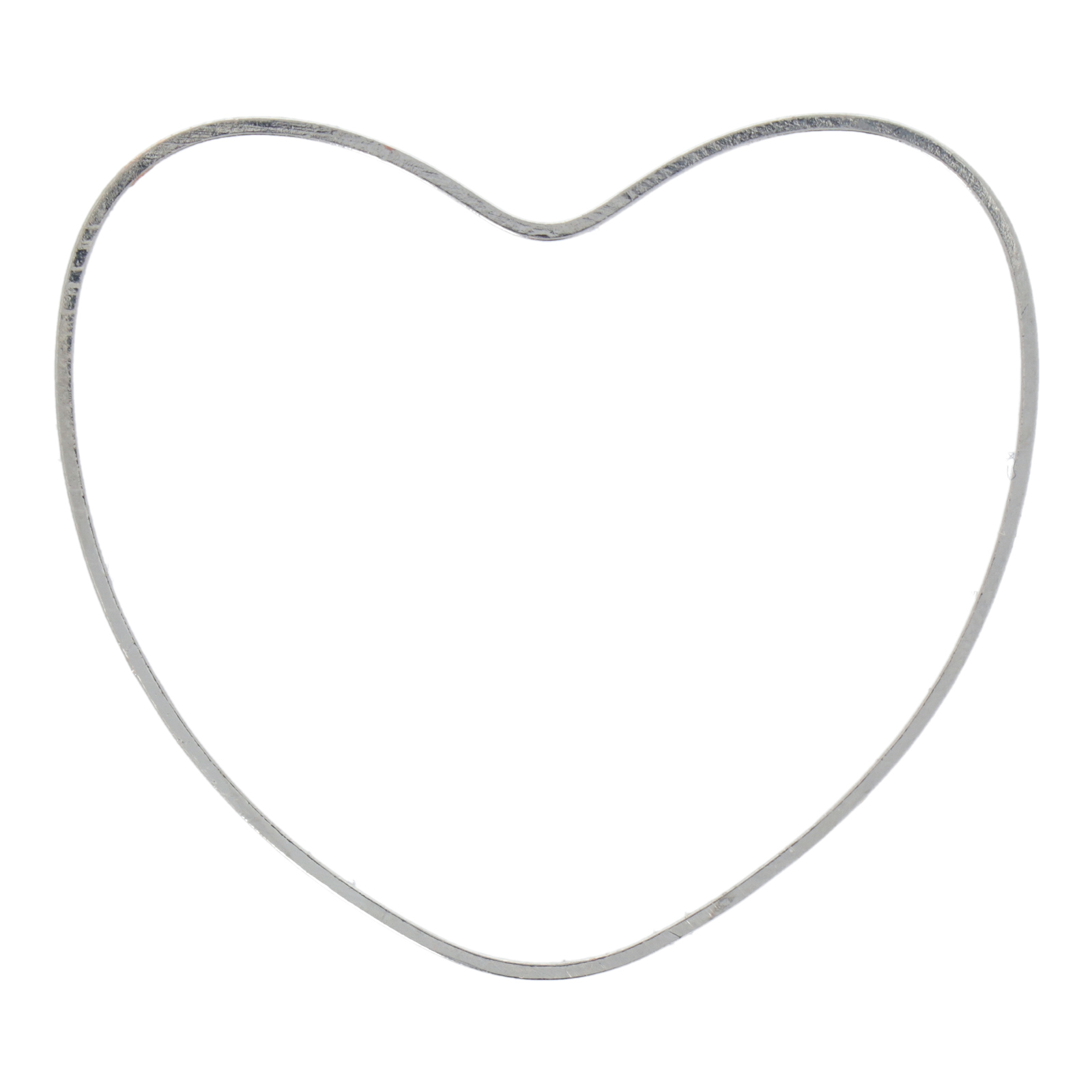 open shape component rhodium silver plated heart 40mm | 6pc