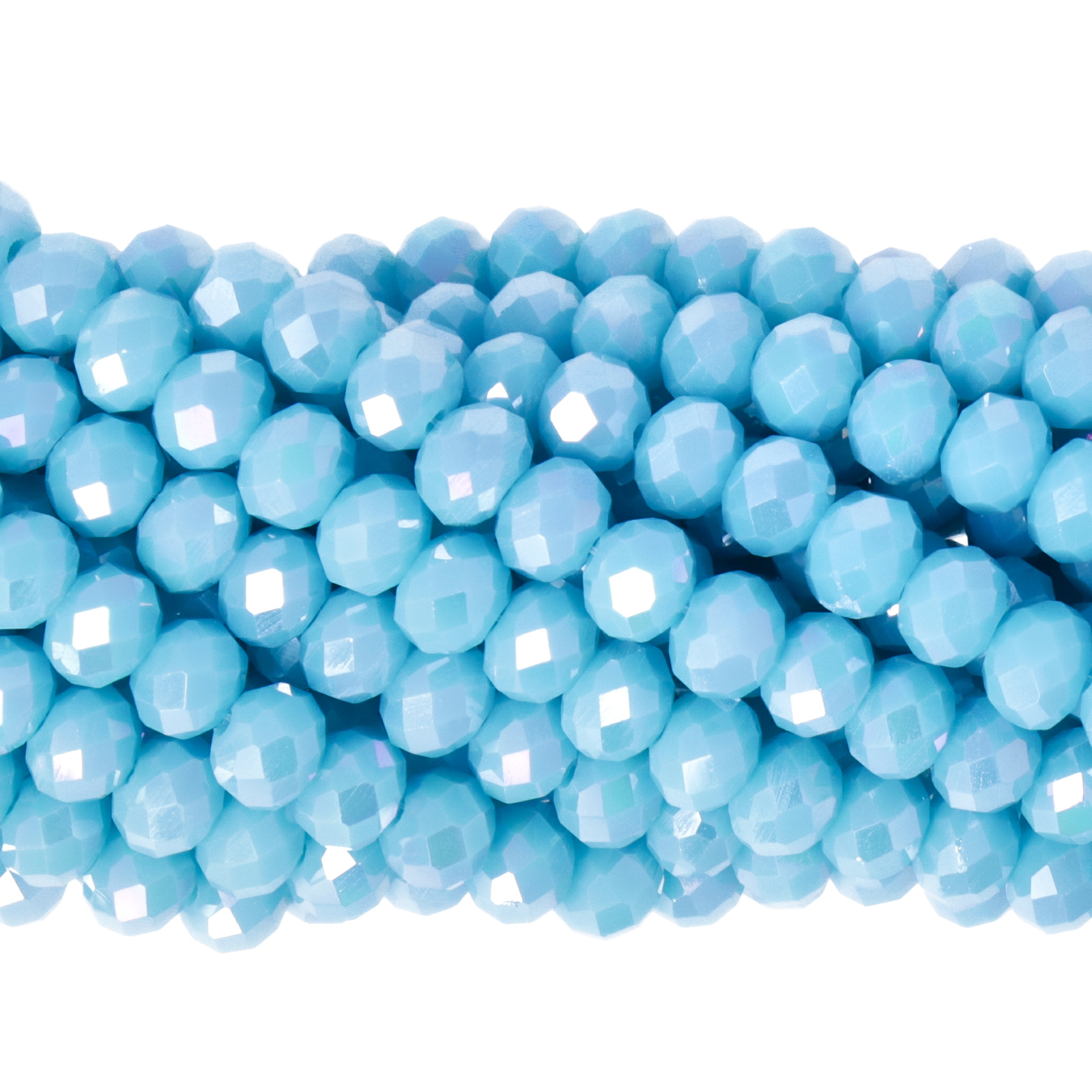 chinese glasperlen facettiertes rondelle opaque azore blue ab 6x4mm | 1-strang