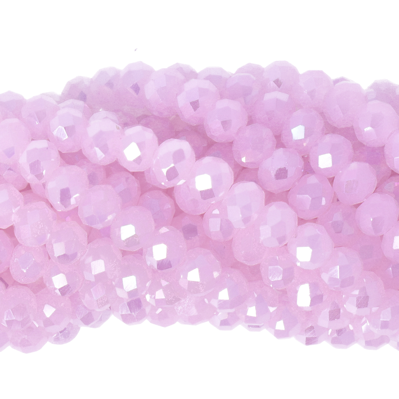 opal pink ab chinese crystal faceted roundelle 6x4mm | 1 strand