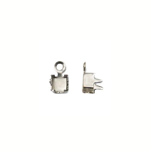 rhodium silver plated strass chain crimp end pp14 | 20pc