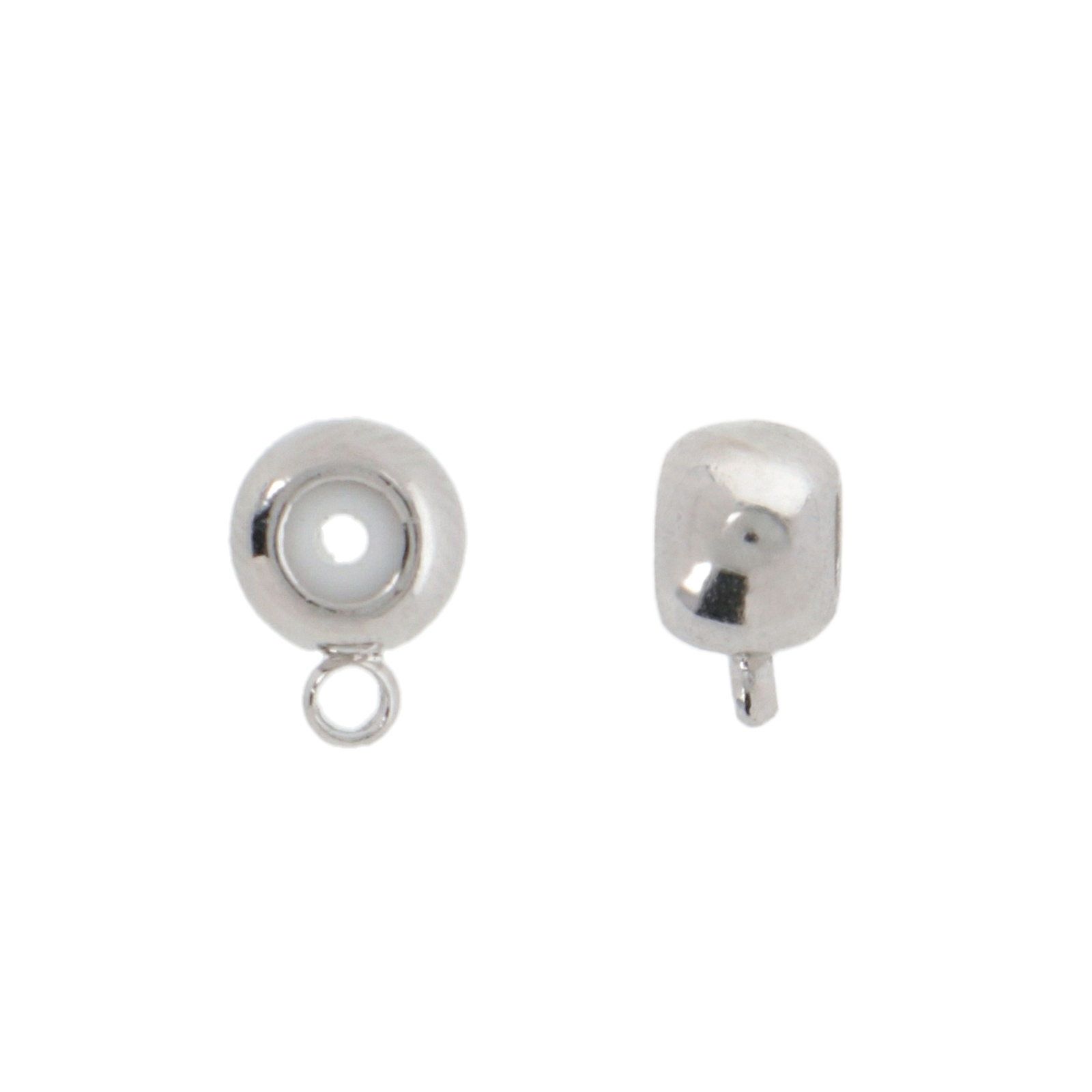 rhodium silver plated round bail with silicone 6mm | 4pc
