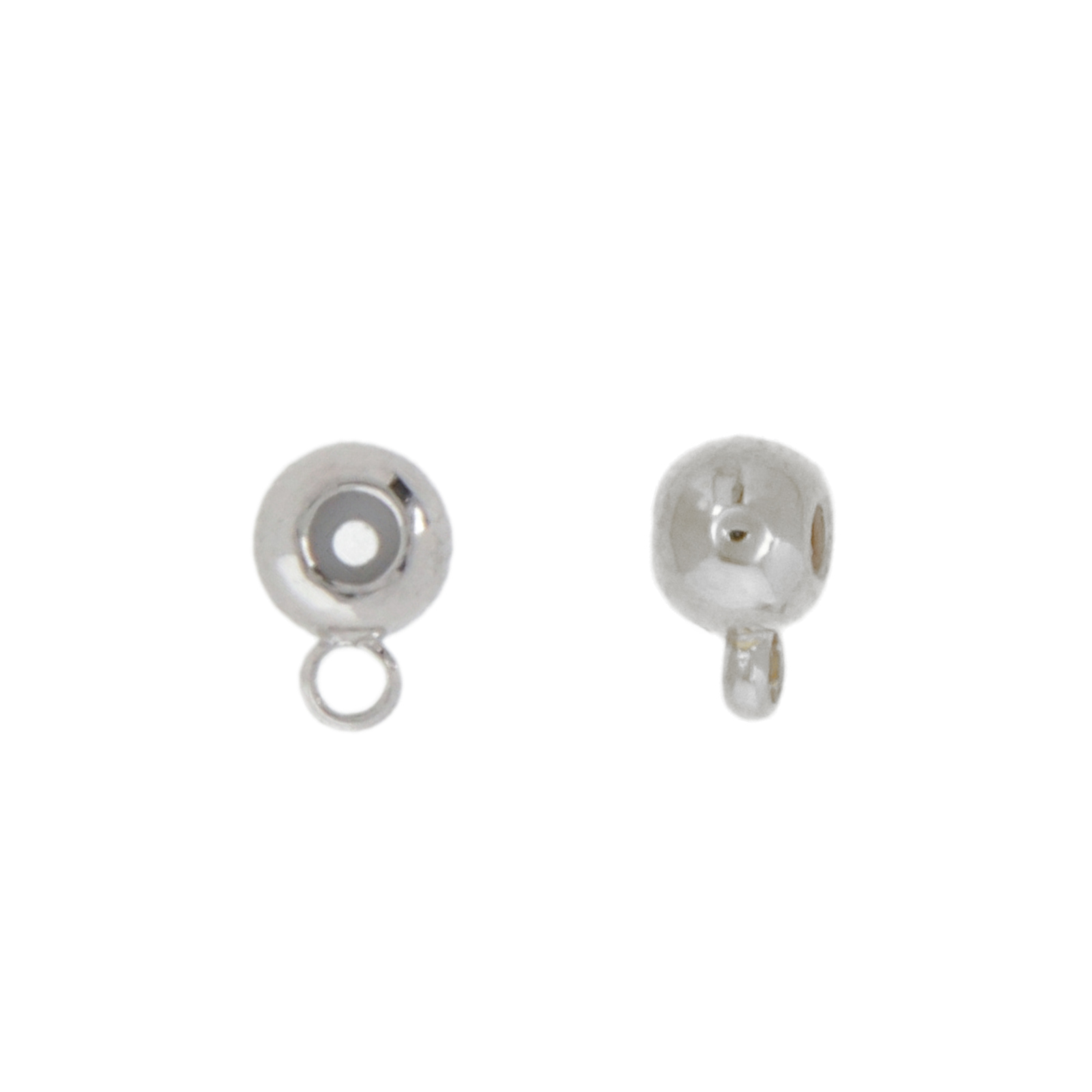 rhodium silver plated round bail with silicone 4mm | 4pc