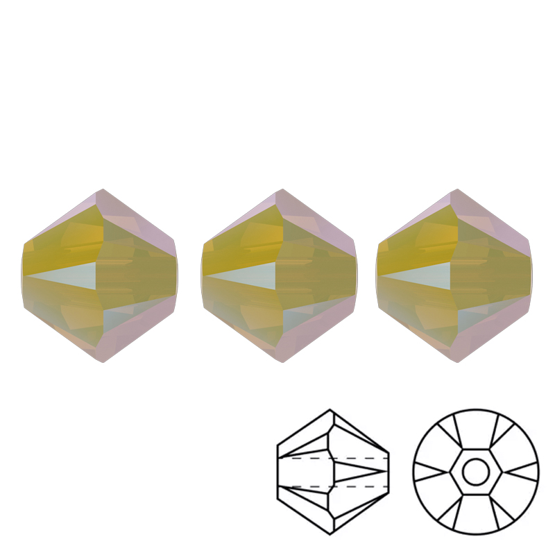 bicone (5328) yellow opal shimmer 2x 4mm | 48pc
